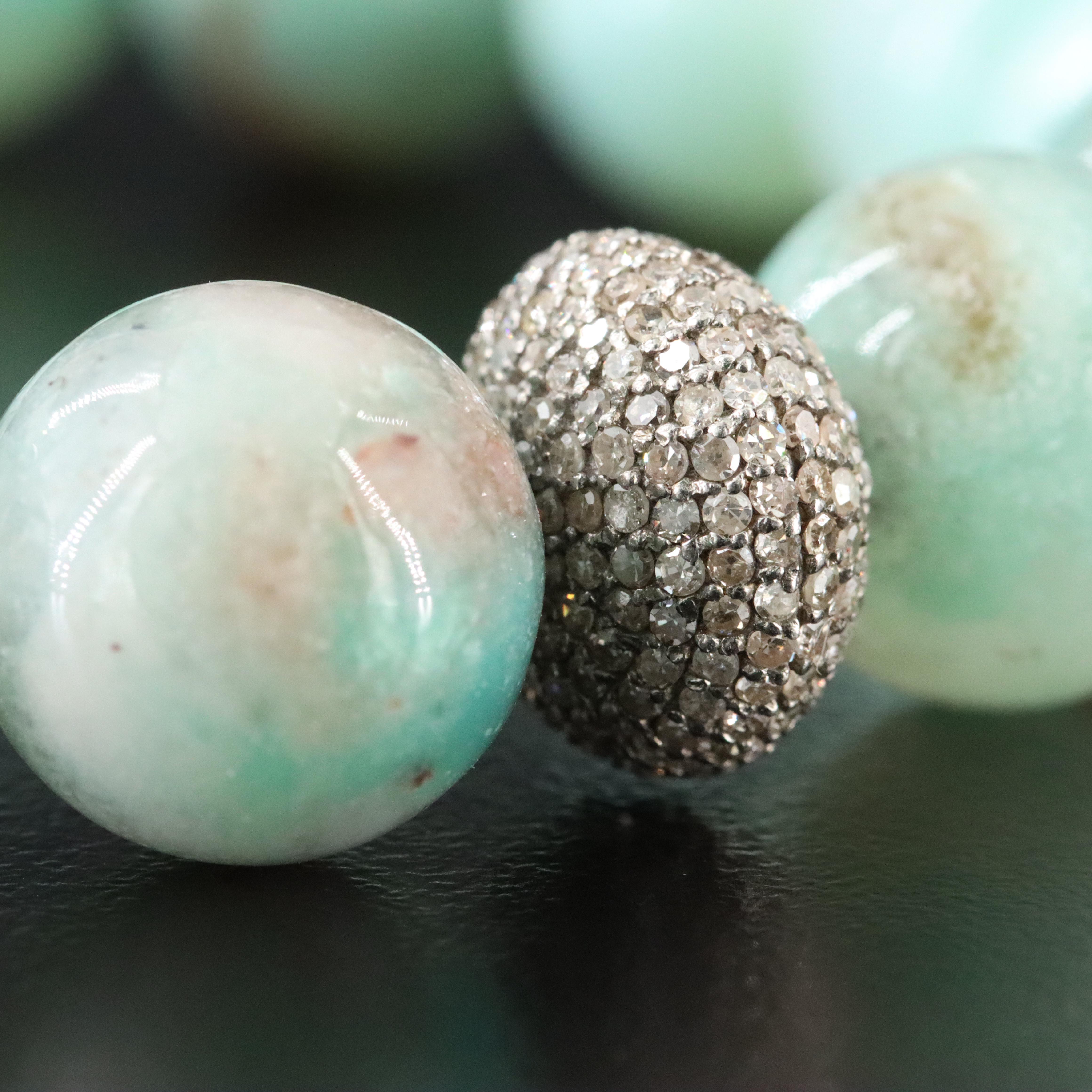 Sheryl Lowe Sterling Aquaprase Bracelet with Pavé Diamond Accent Bead