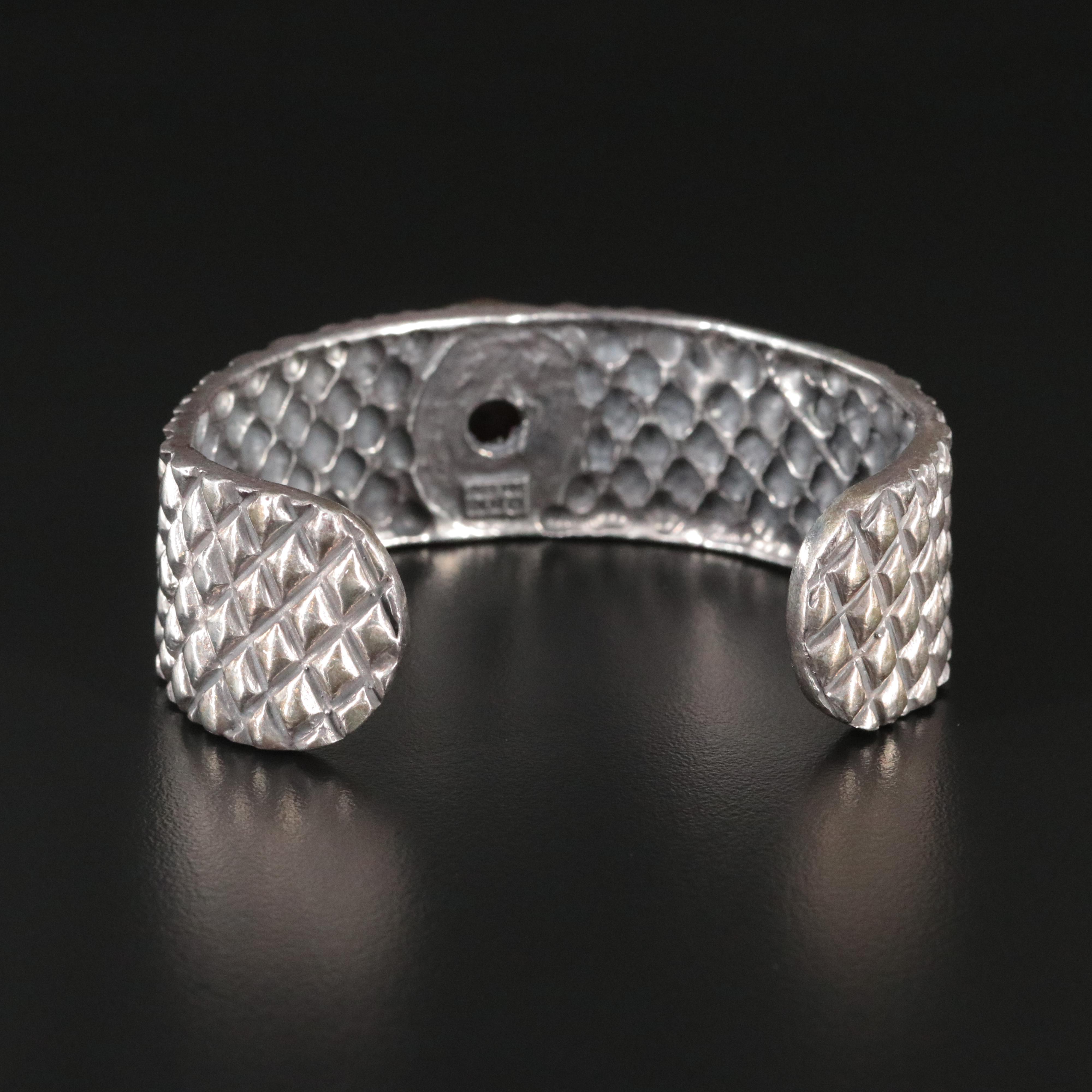 Dian Malouf DLM Sterling Quilted Cuff Design with 14K Snail Detail