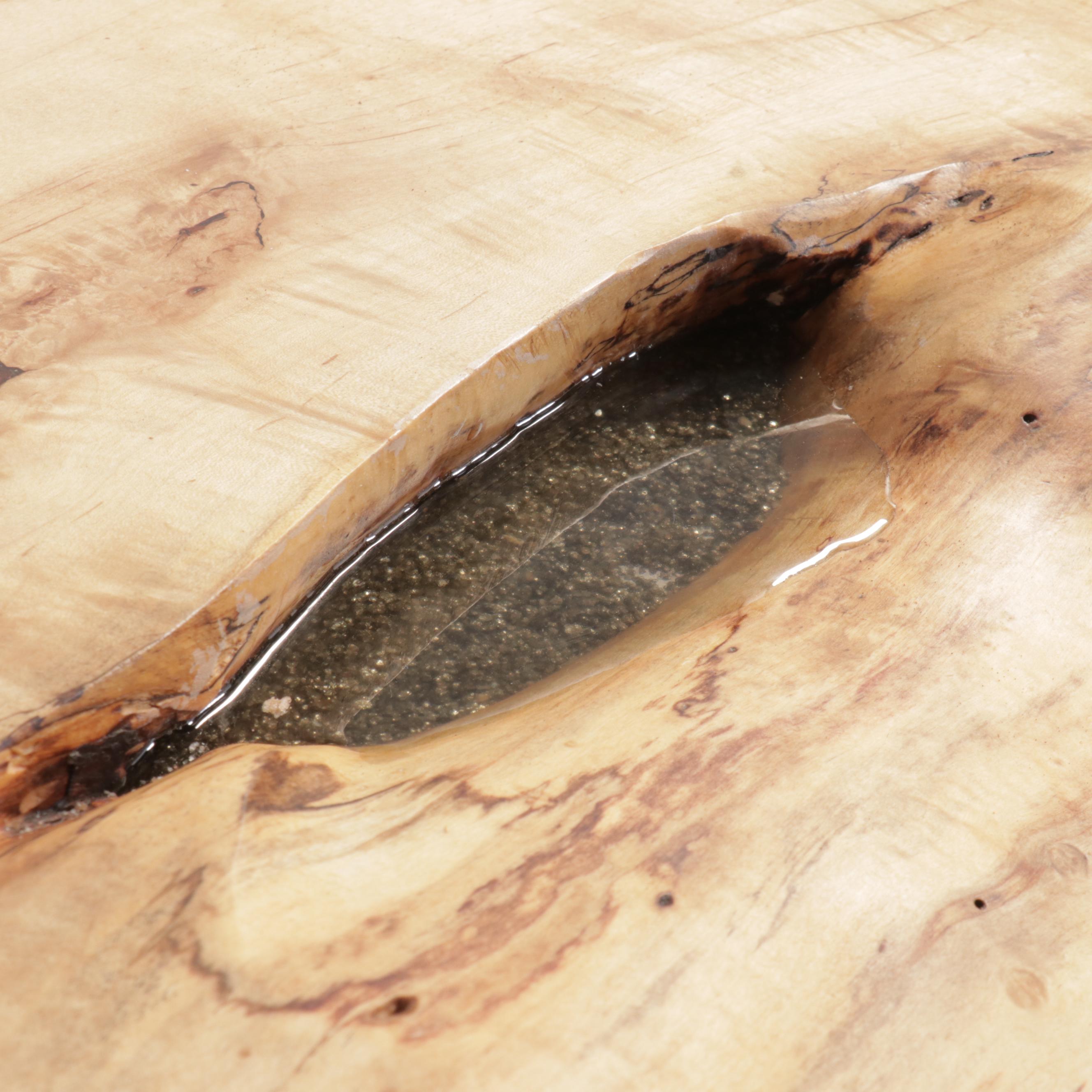 Modern Reclaimed Wood with Epoxy Inlay Live Edge Table