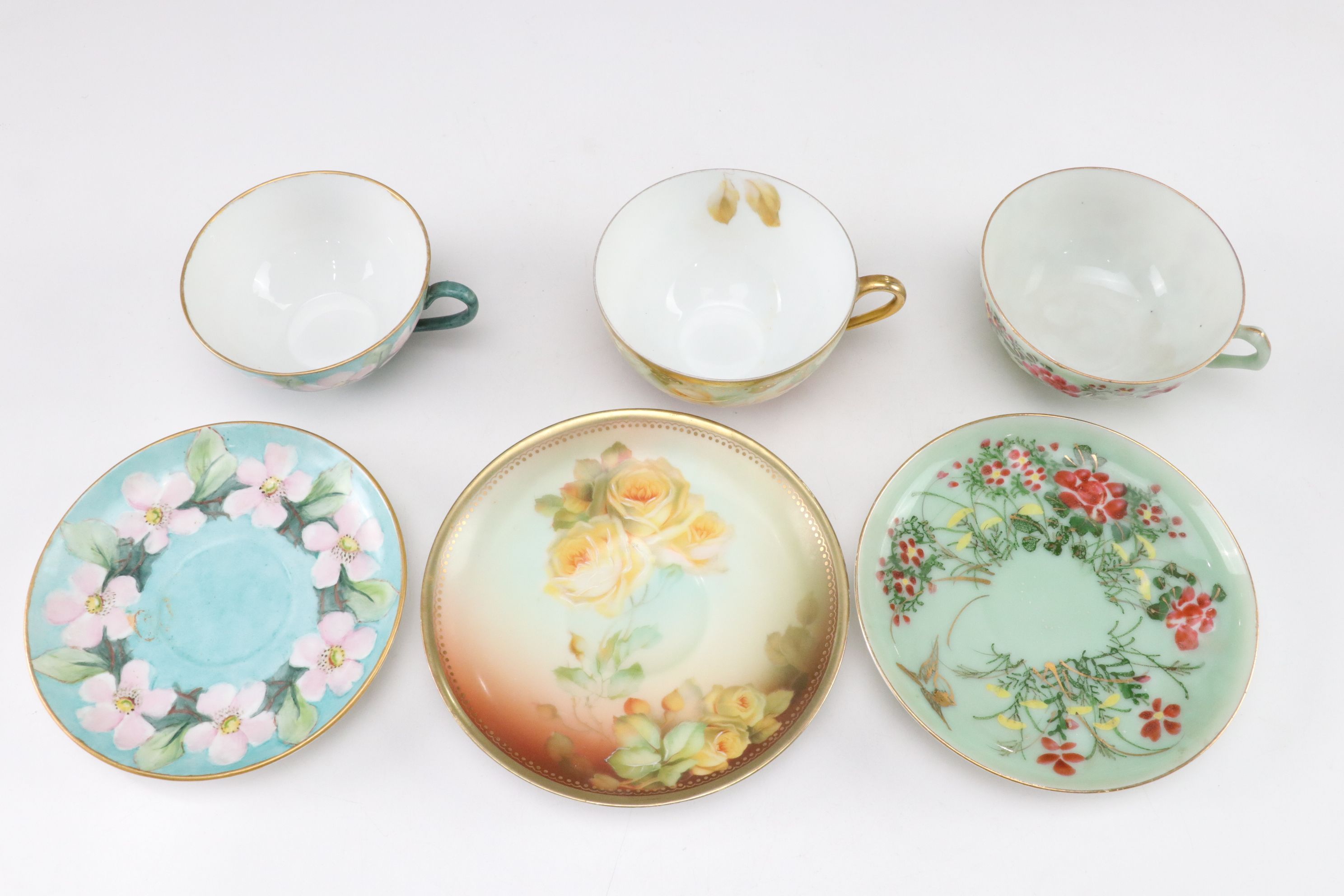 Rosenthal China and Thomas Bavaria in Gilt Porcelain Teacups and Tableware Set