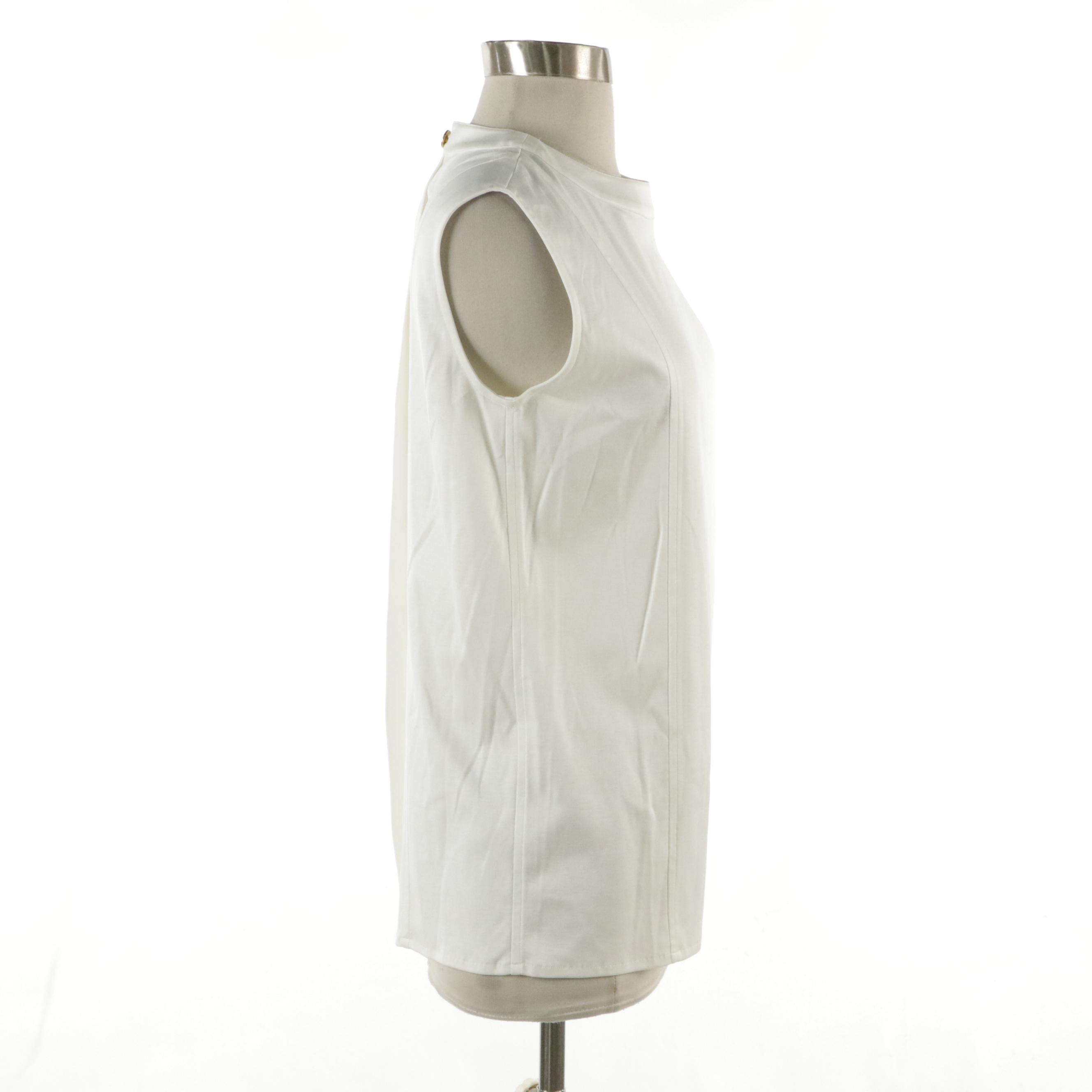Chanel Boutique Sleeveless Top in Jersey Knit Cotton Sateen