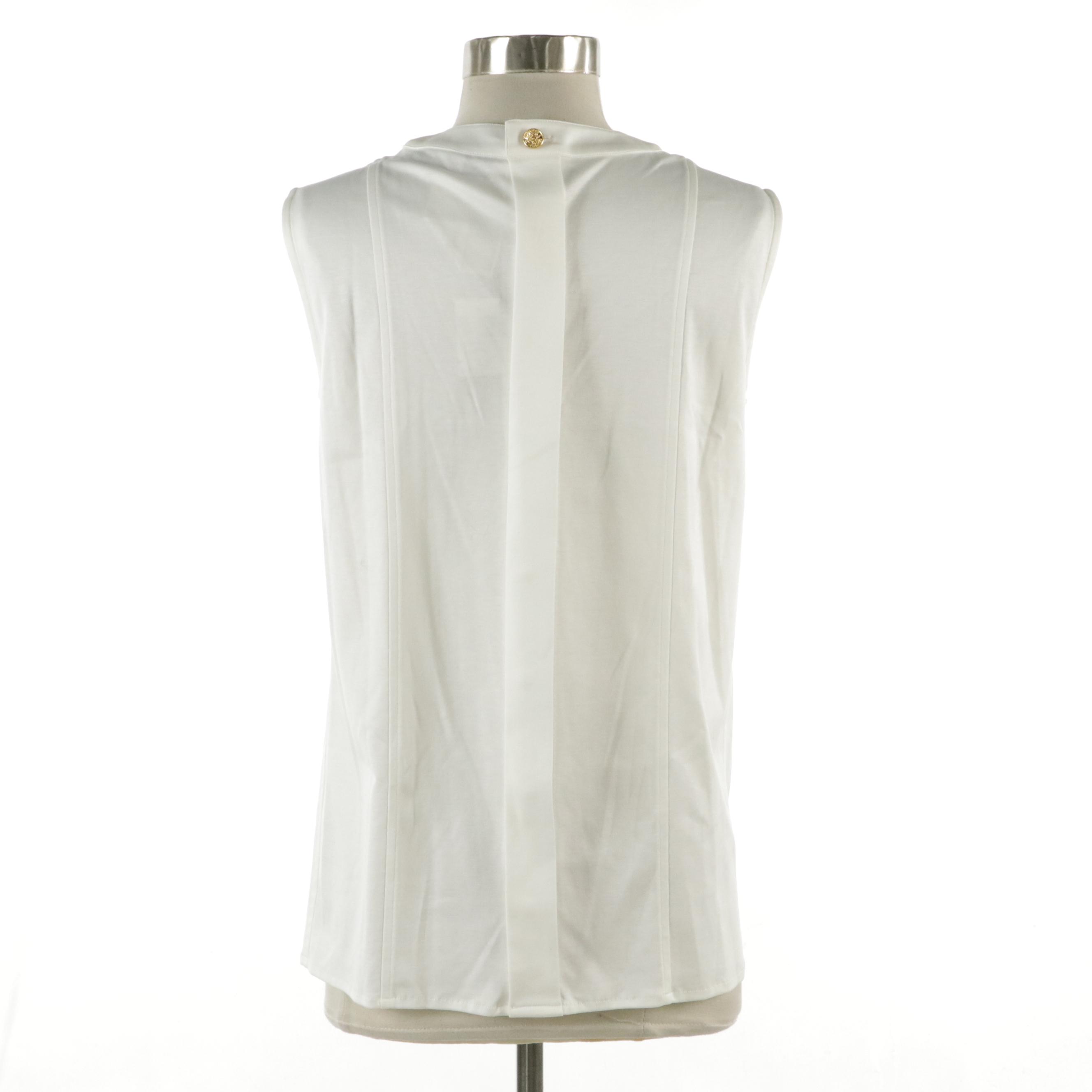 Chanel Boutique Sleeveless Top in Jersey Knit Cotton Sateen