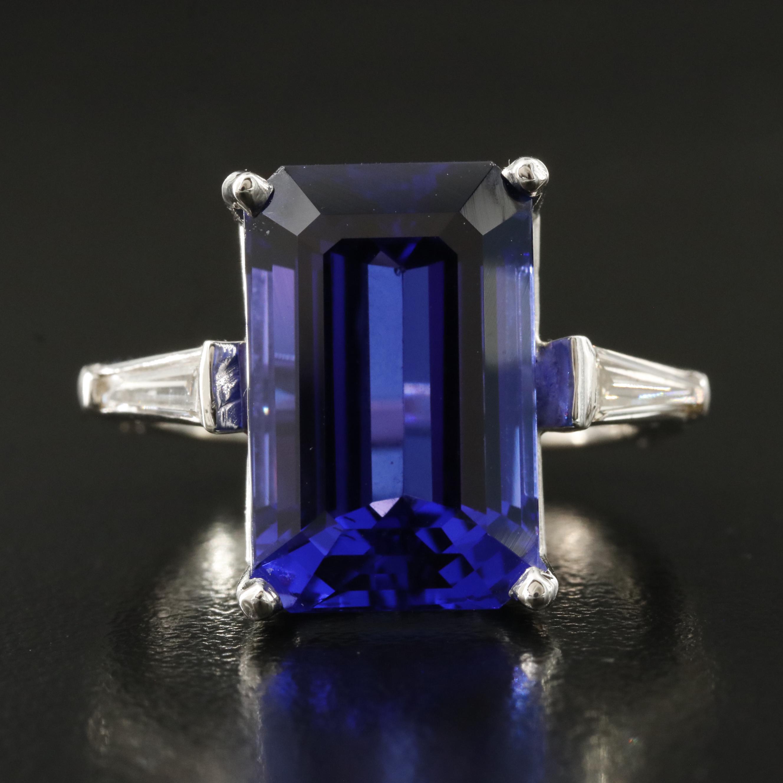 Platinum and 14K 15.15 CT Tanzanite and Diamond Ring with GIA Report