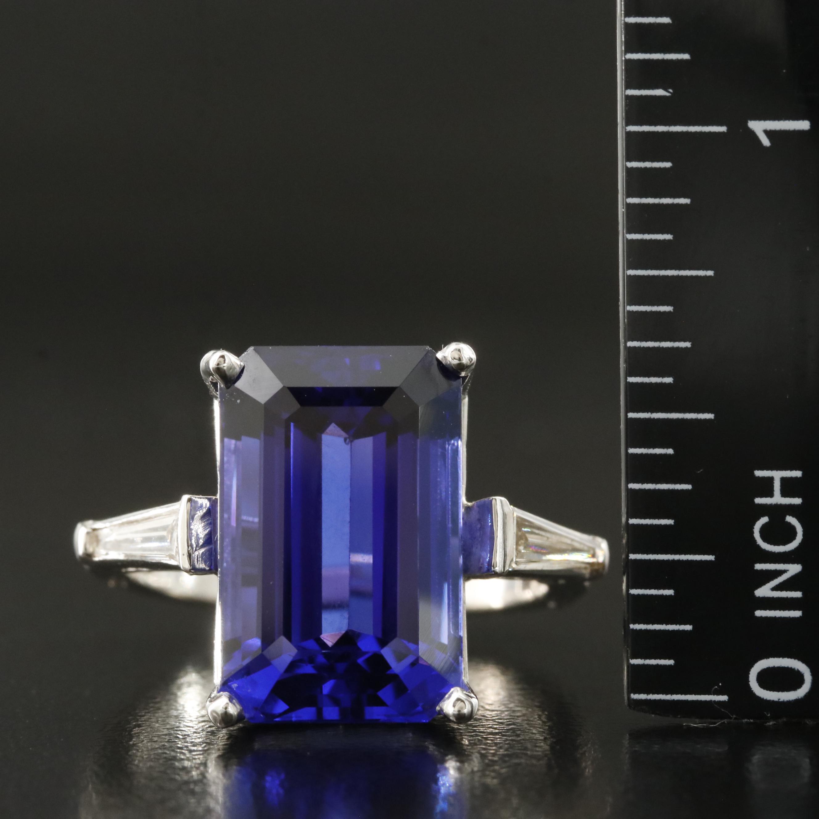 Platinum and 14K 15.15 CT Tanzanite and Diamond Ring with GIA Report