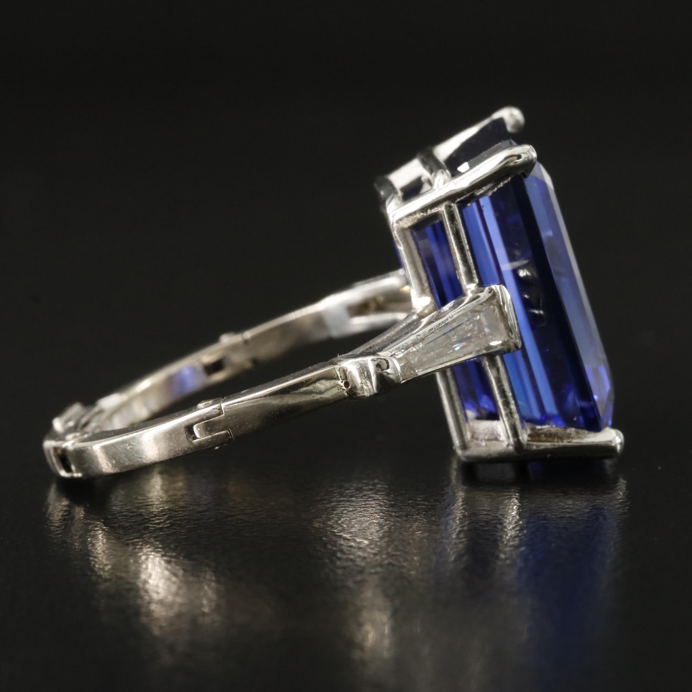 Platinum and 14K 15.15 CT Tanzanite and Diamond Ring with GIA Report