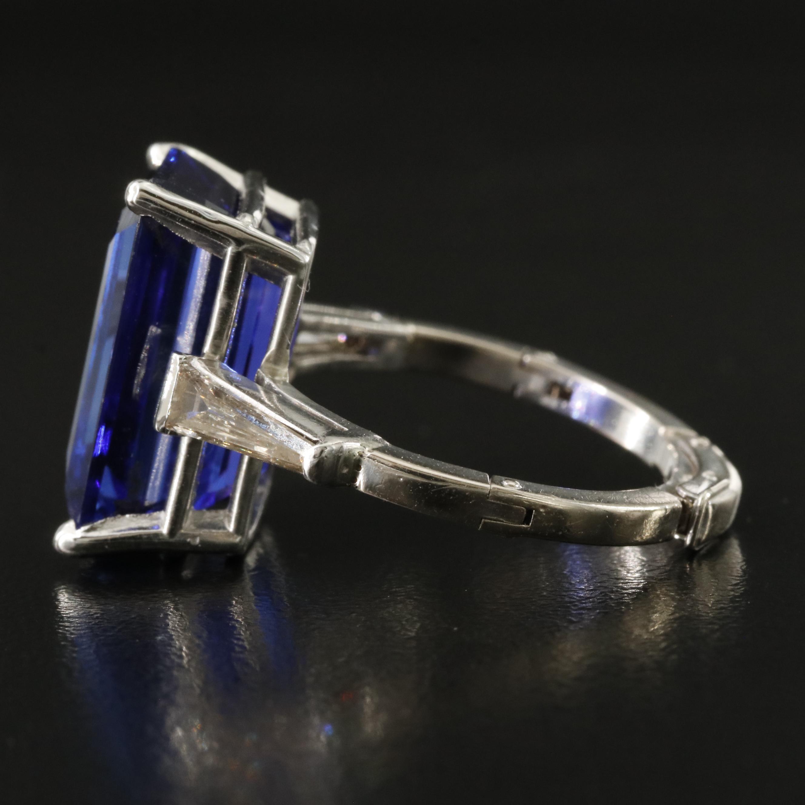 Platinum and 14K 15.15 CT Tanzanite and Diamond Ring with GIA Report