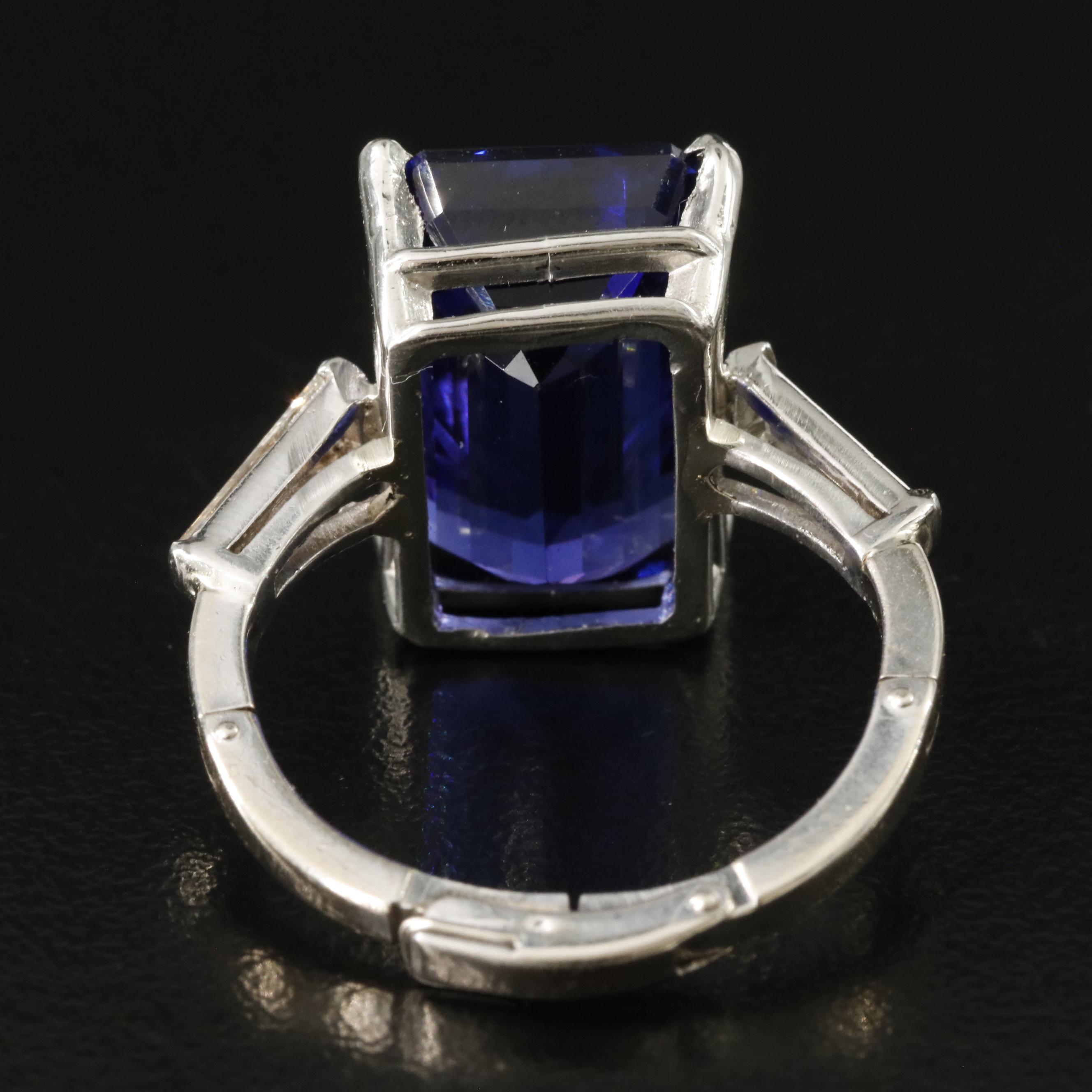 Platinum and 14K 15.15 CT Tanzanite and Diamond Ring with GIA Report