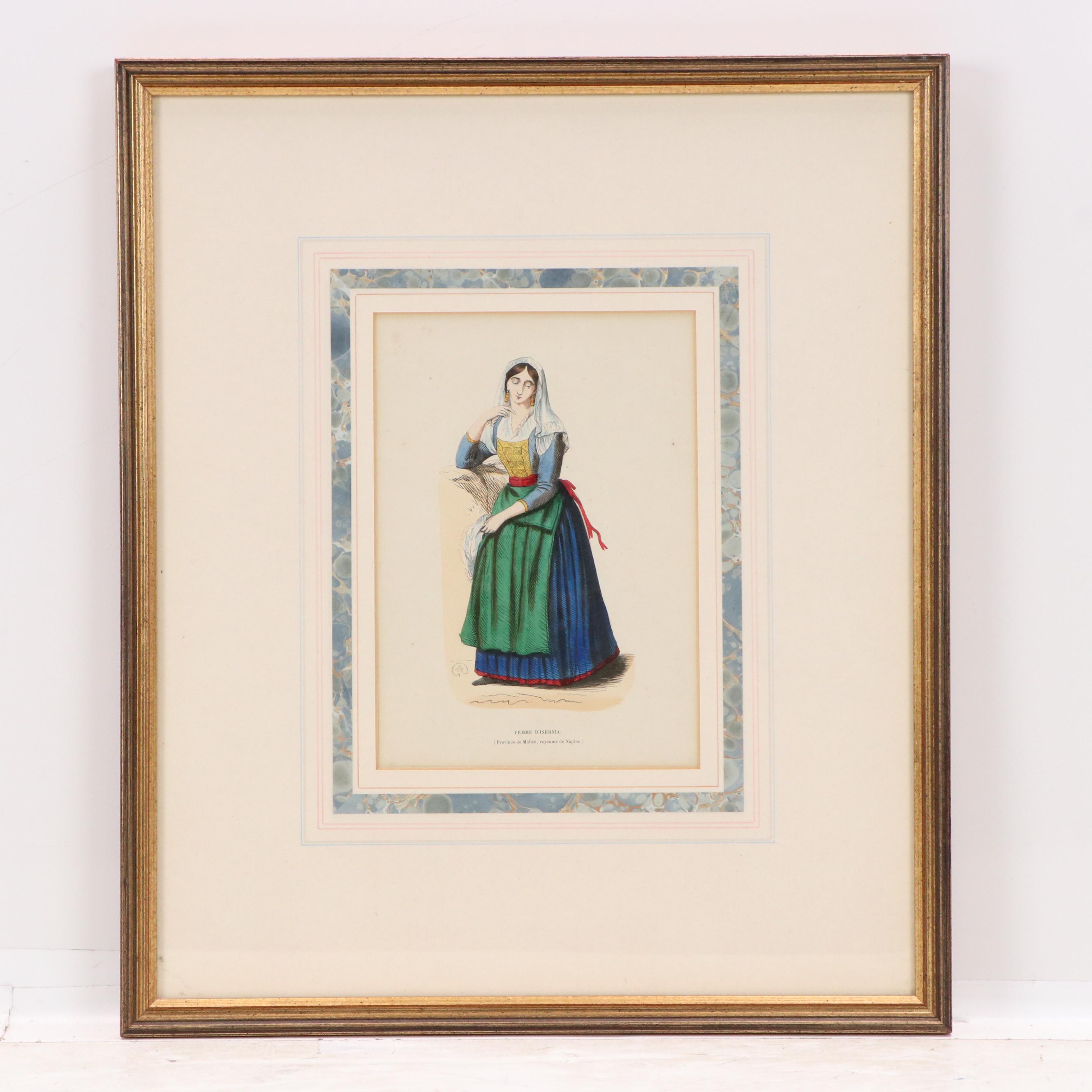 Auguste Wahlen Hand-Colored Engravings from "Costumes of the World"