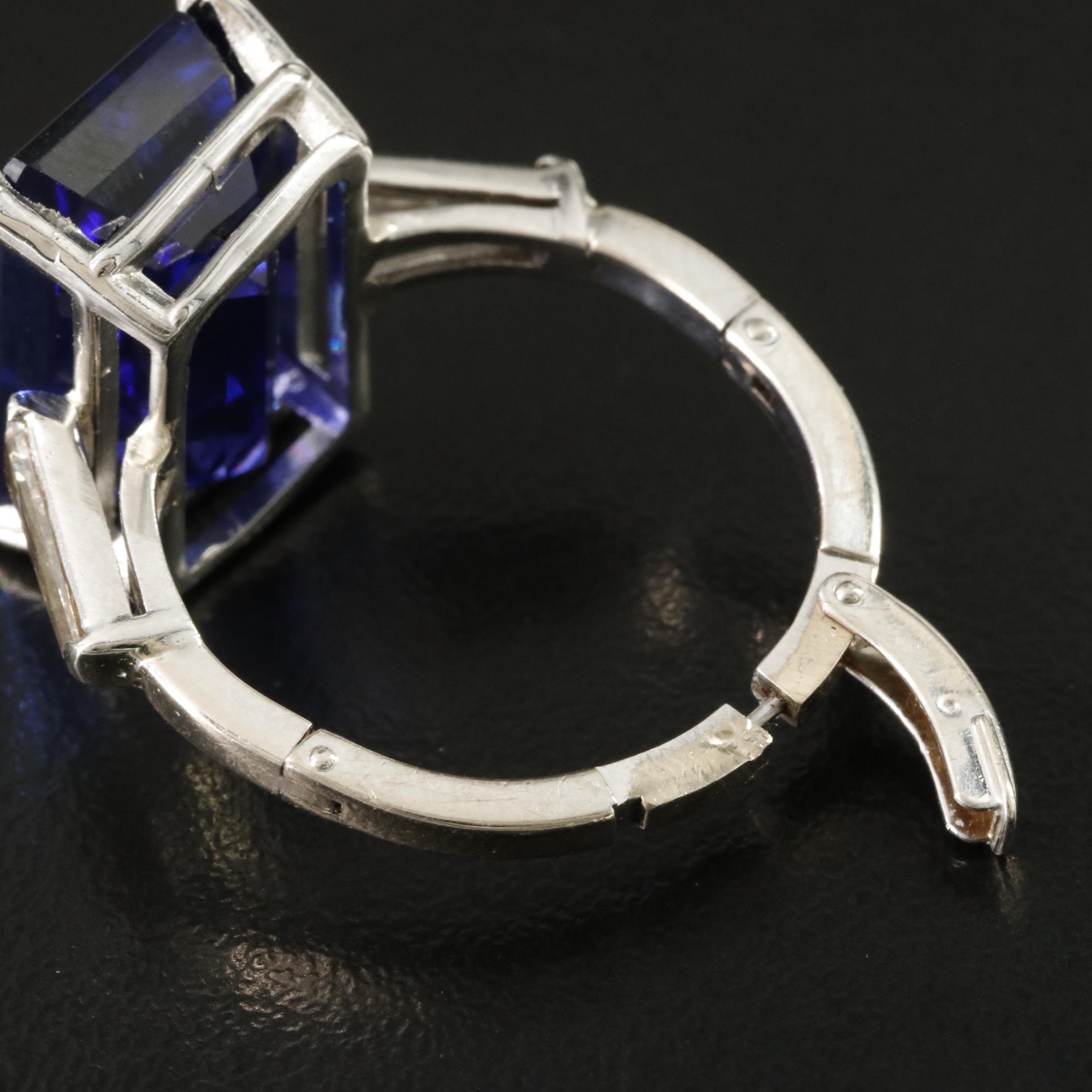 Platinum and 14K 15.15 CT Tanzanite and Diamond Ring with GIA Report