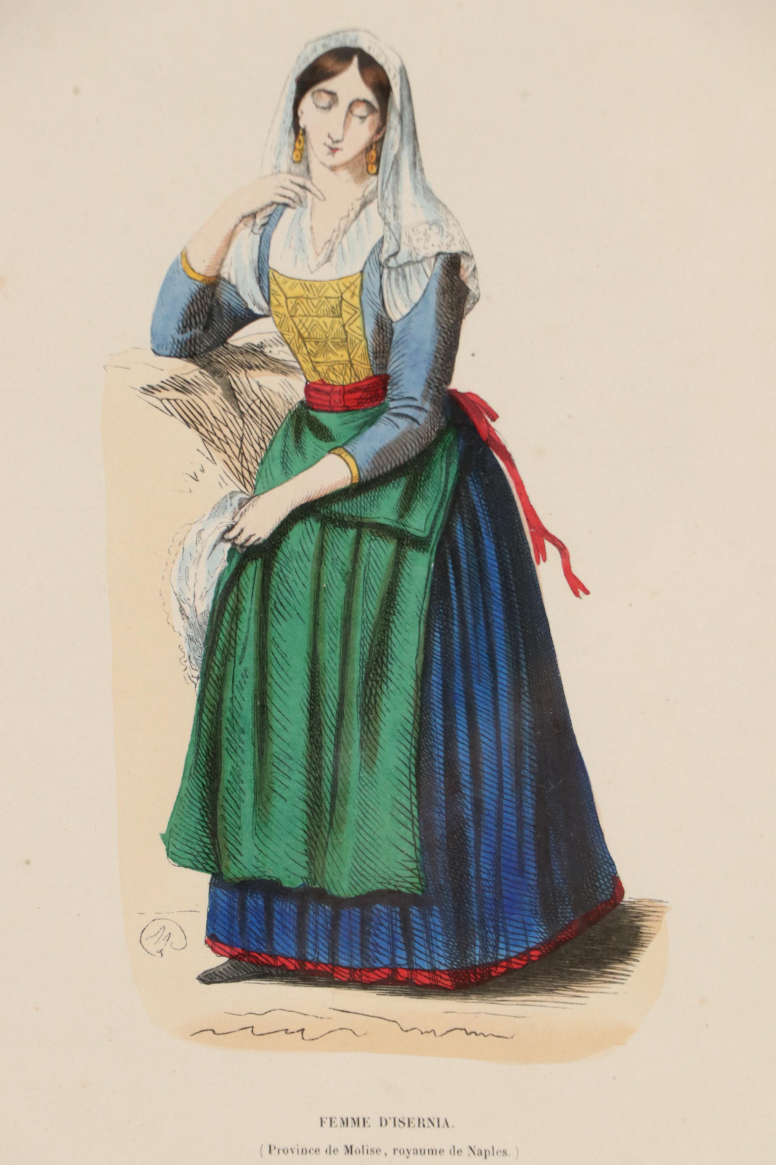 Auguste Wahlen Hand-Colored Engravings from "Costumes of the World"