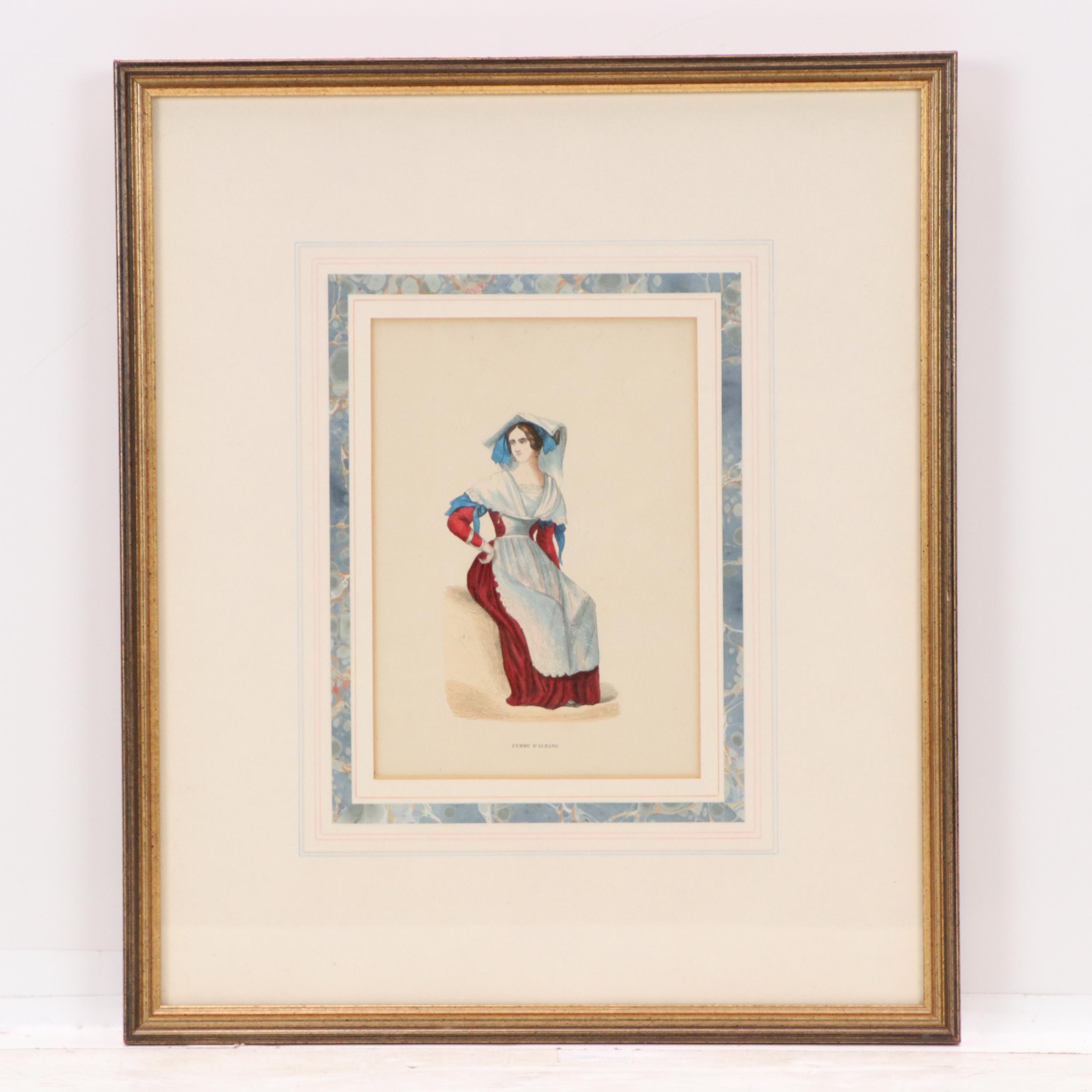 Auguste Wahlen Hand-Colored Engravings from "Costumes of the World"