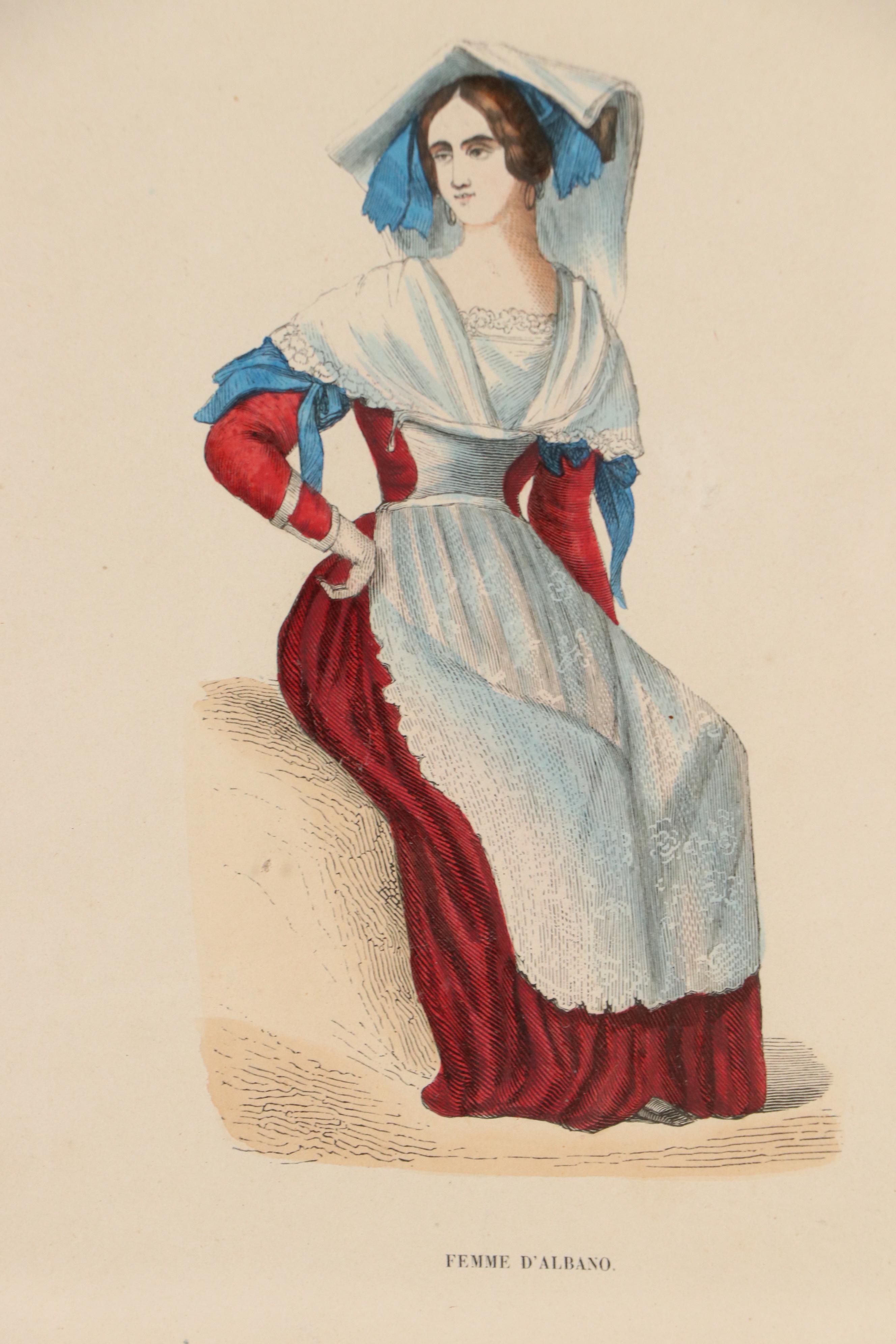 Auguste Wahlen Hand-Colored Engravings from "Costumes of the World"