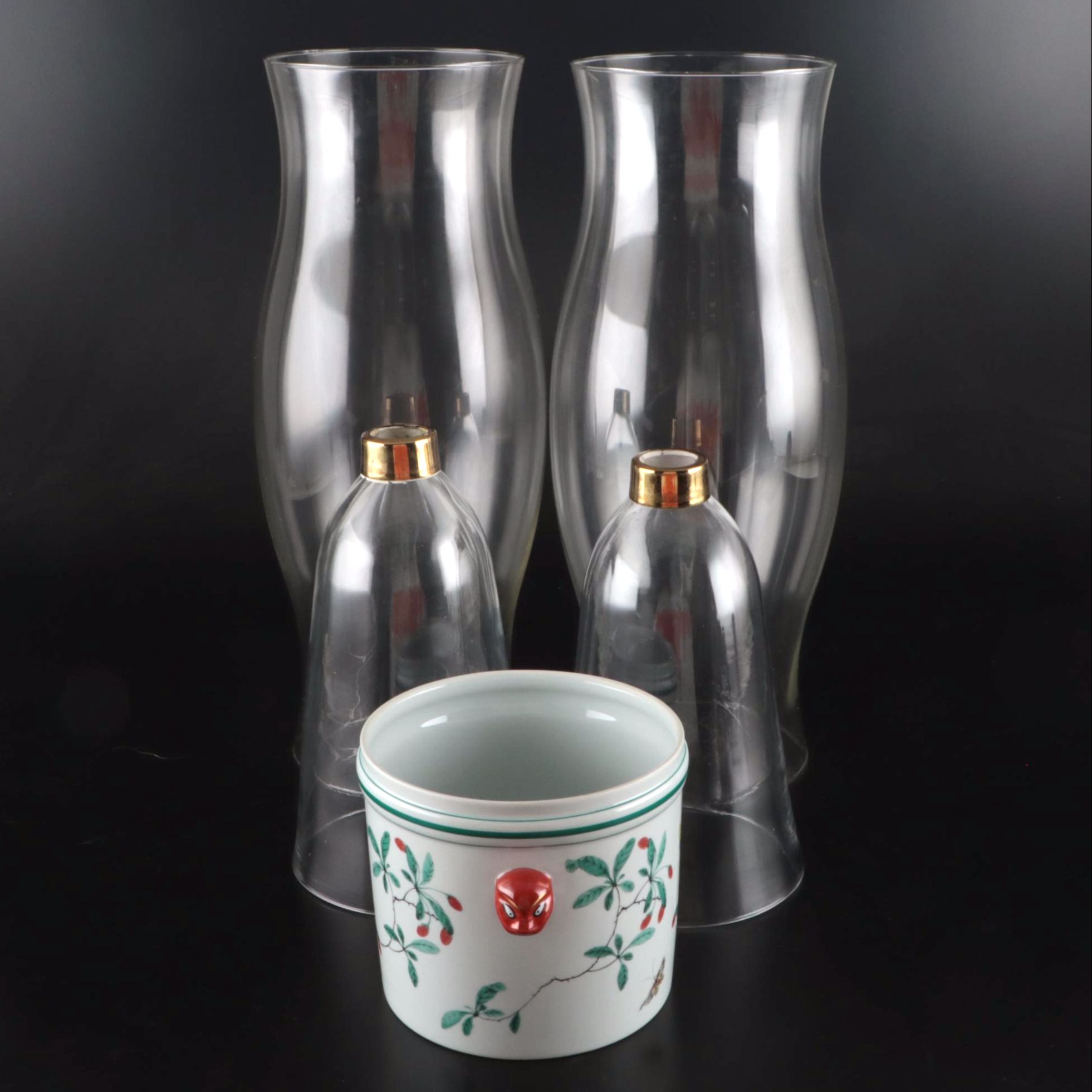 Mottahedeh "Famille Verte" Jar with Hurricane Shades and More