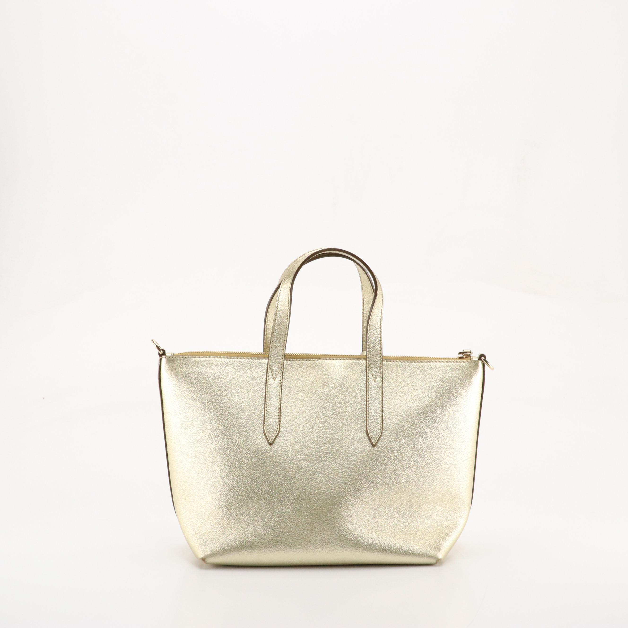 Jimmy Choo Bria Two-Way Zip Tote in Metallic Gold Leather