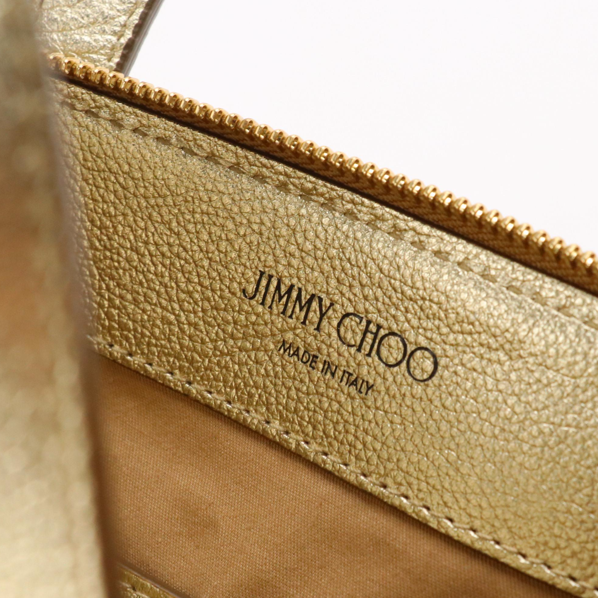 Jimmy Choo Bria Two-Way Zip Tote in Metallic Gold Leather