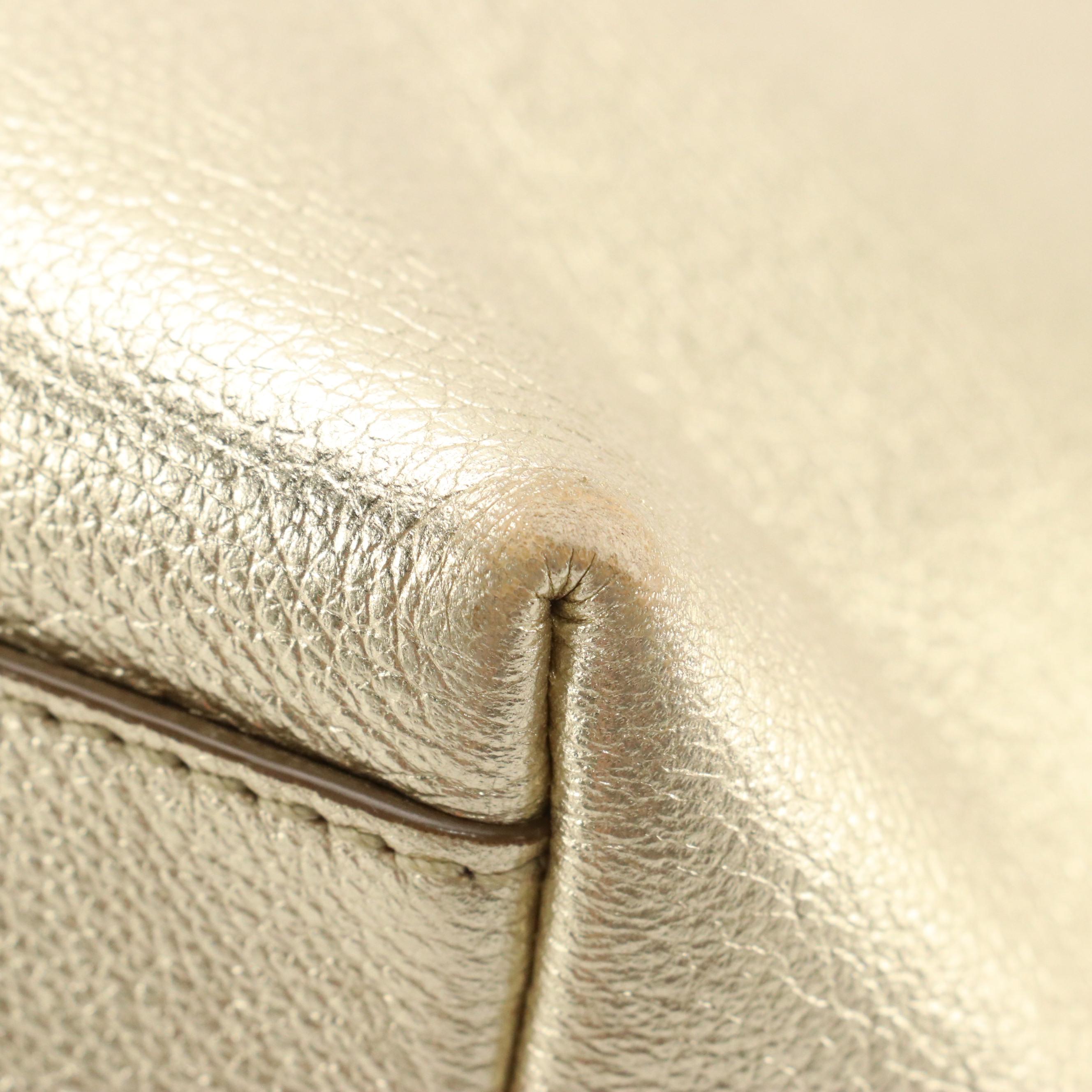 Jimmy Choo Bria Two-Way Zip Tote in Metallic Gold Leather