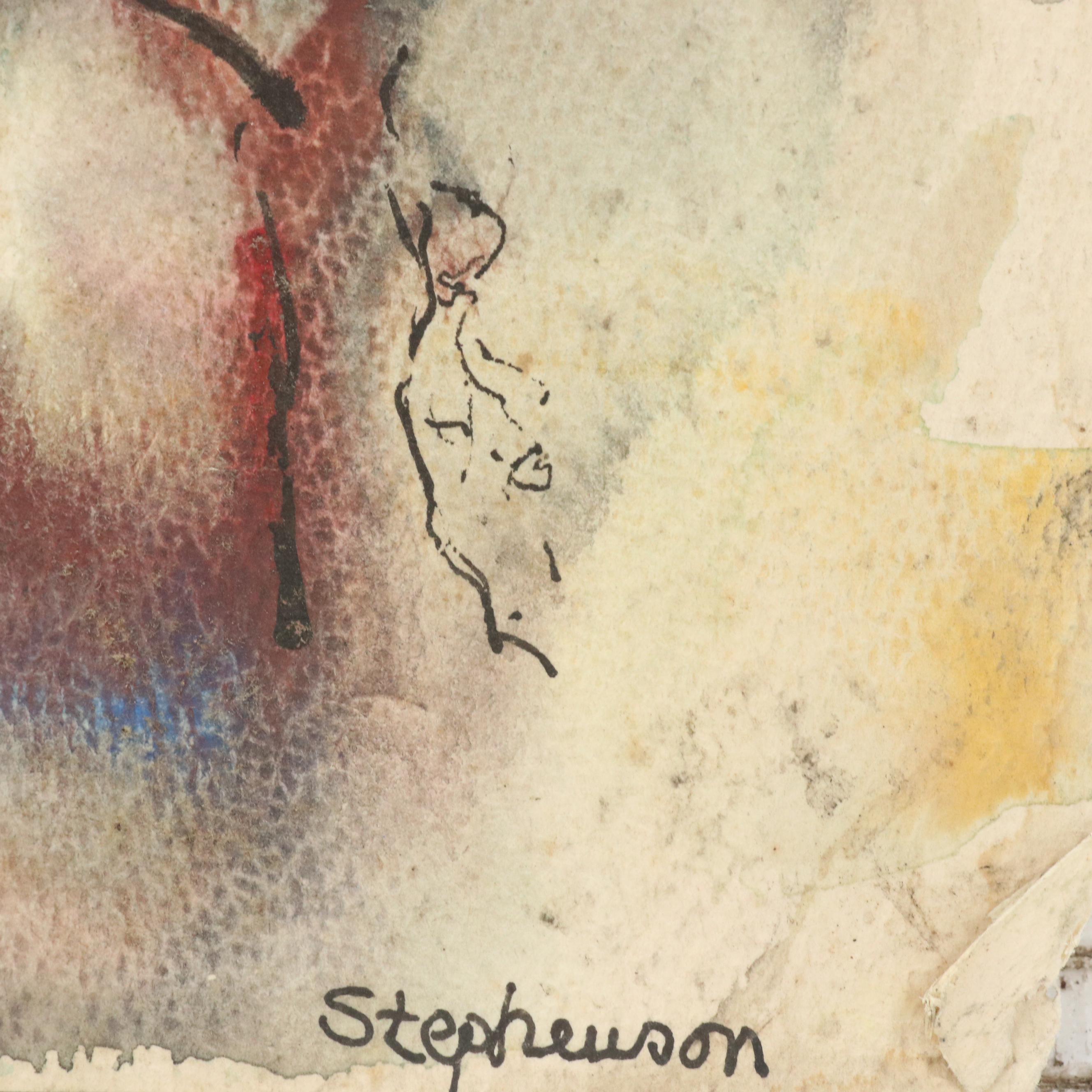 Watercolor and Ink Painting of Stylized Cityscape and Still Life Oil Painting