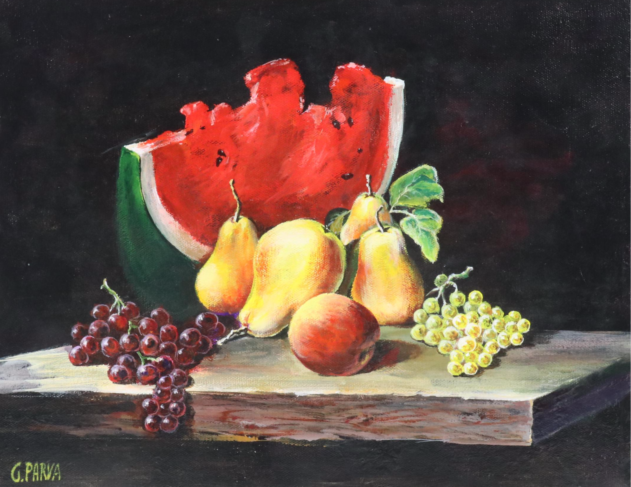 Watercolor and Ink Painting of Stylized Cityscape and Still Life Oil Painting