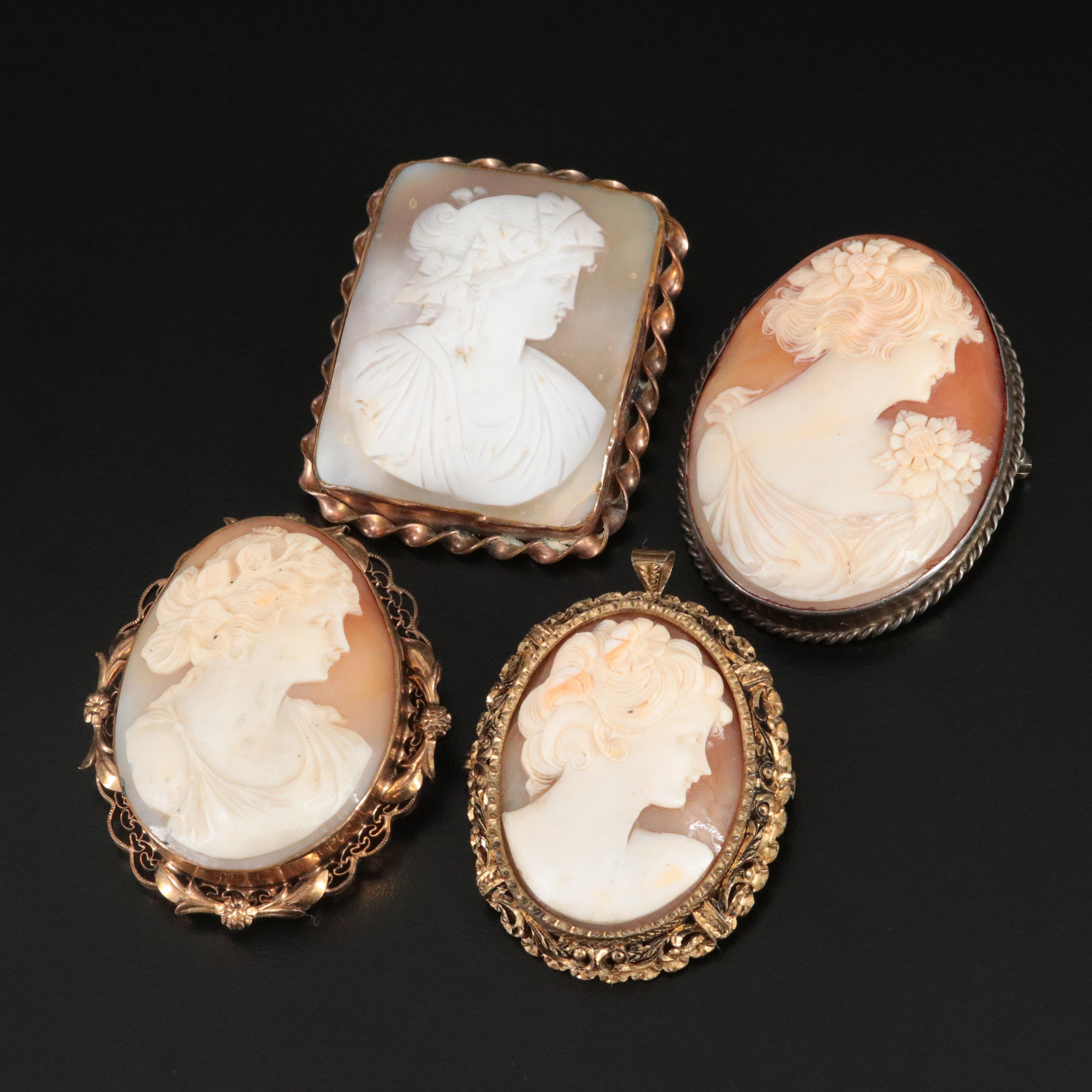 Vintage Cameo Converter Brooches and Brooch