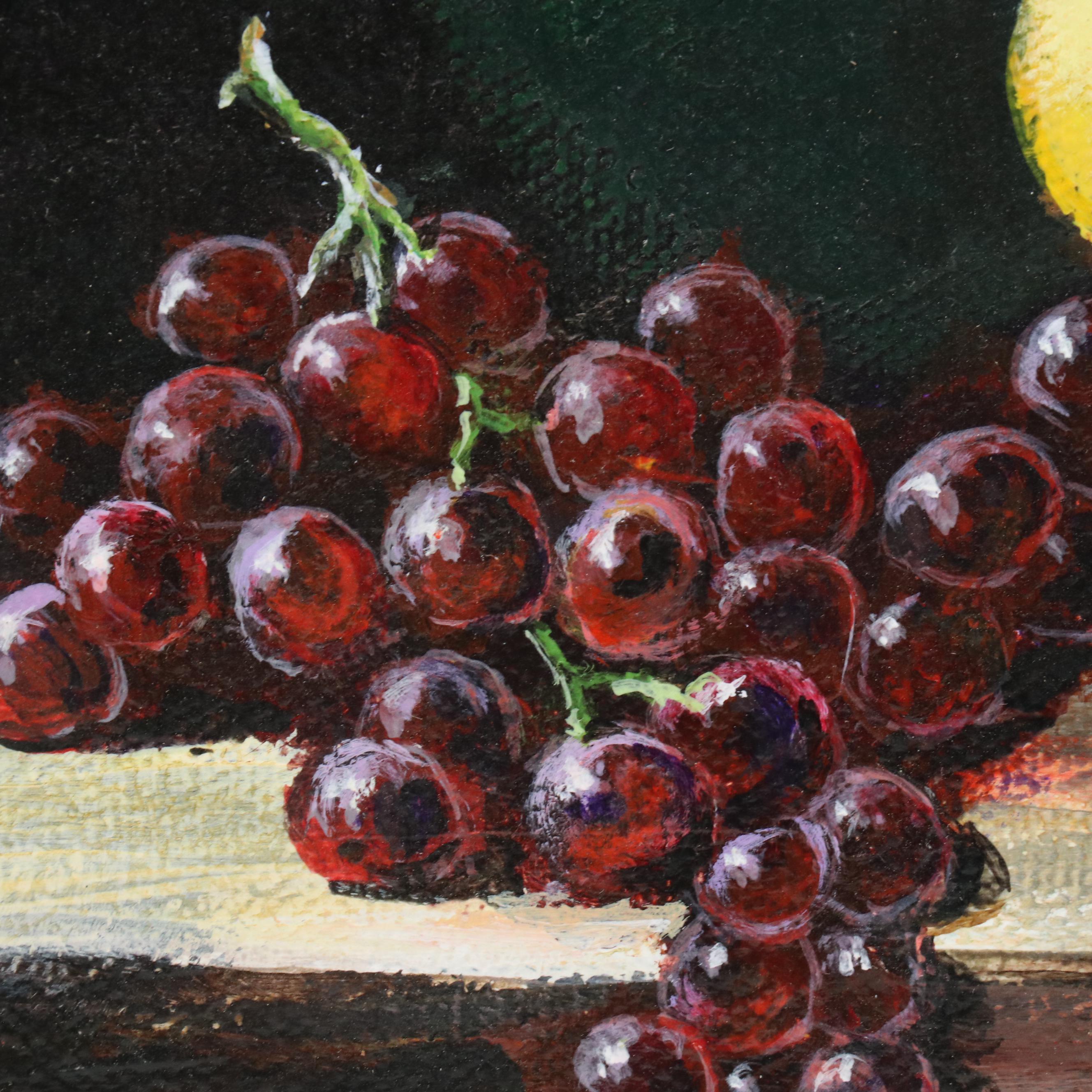 Watercolor and Ink Painting of Stylized Cityscape and Still Life Oil Painting