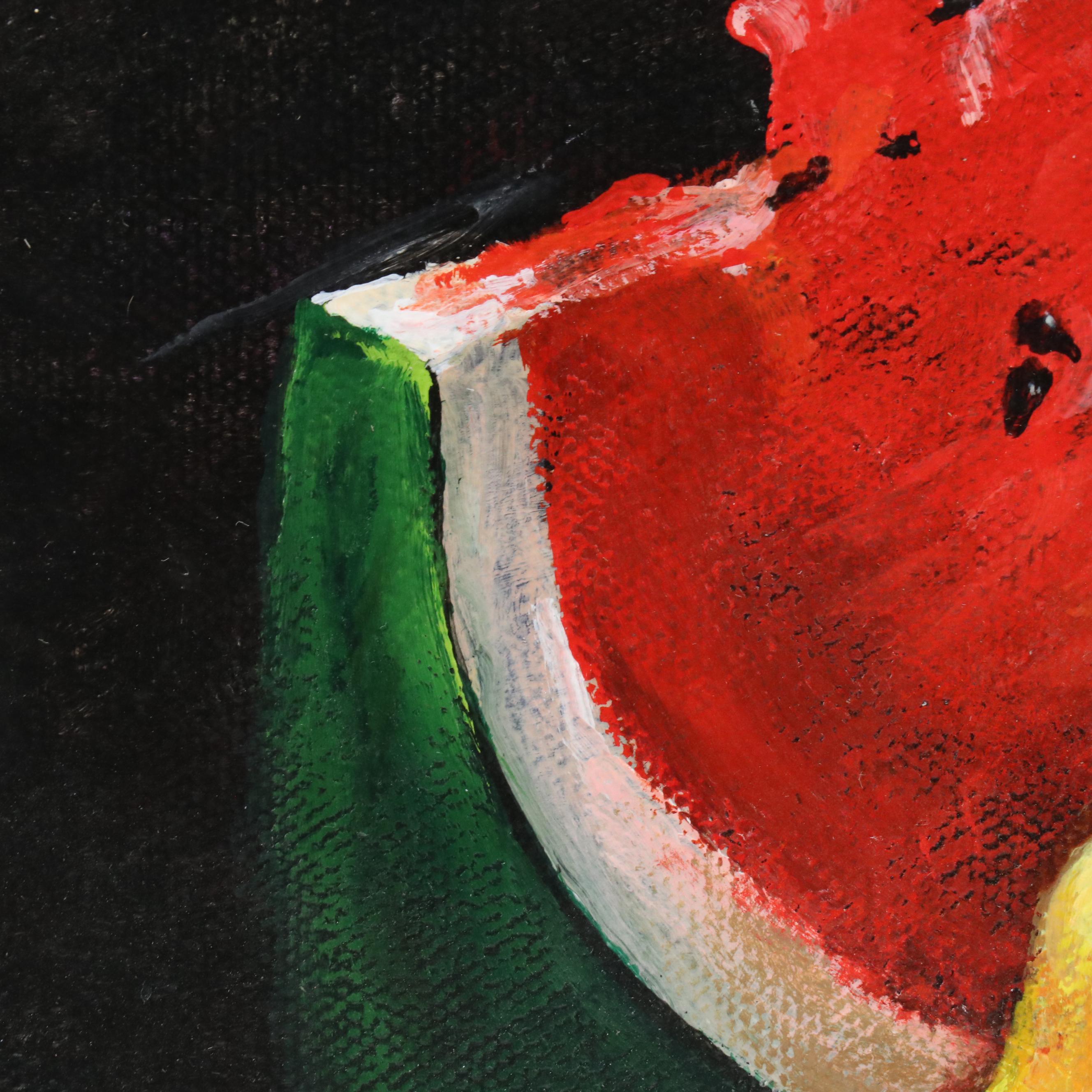 Watercolor and Ink Painting of Stylized Cityscape and Still Life Oil Painting