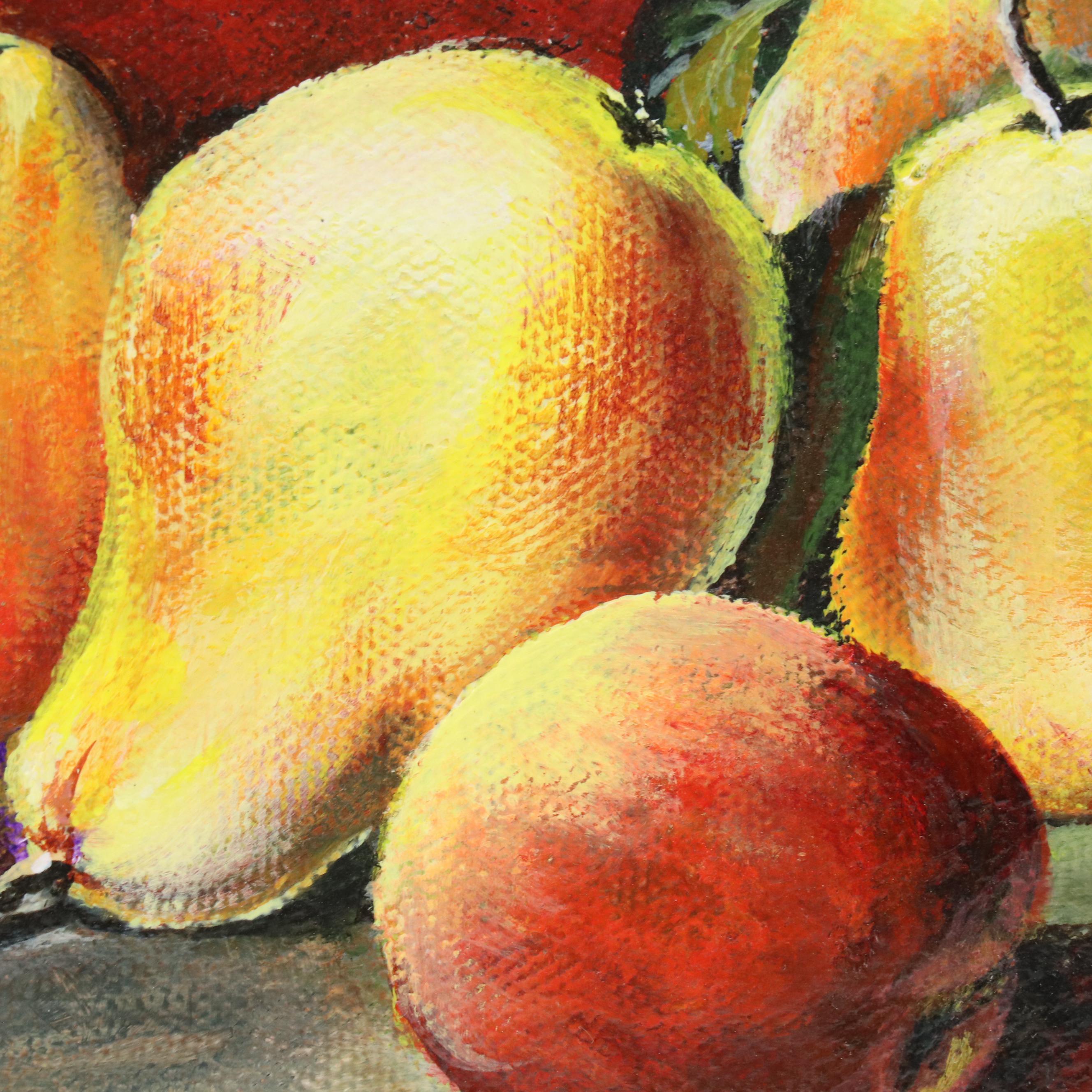 Watercolor and Ink Painting of Stylized Cityscape and Still Life Oil Painting