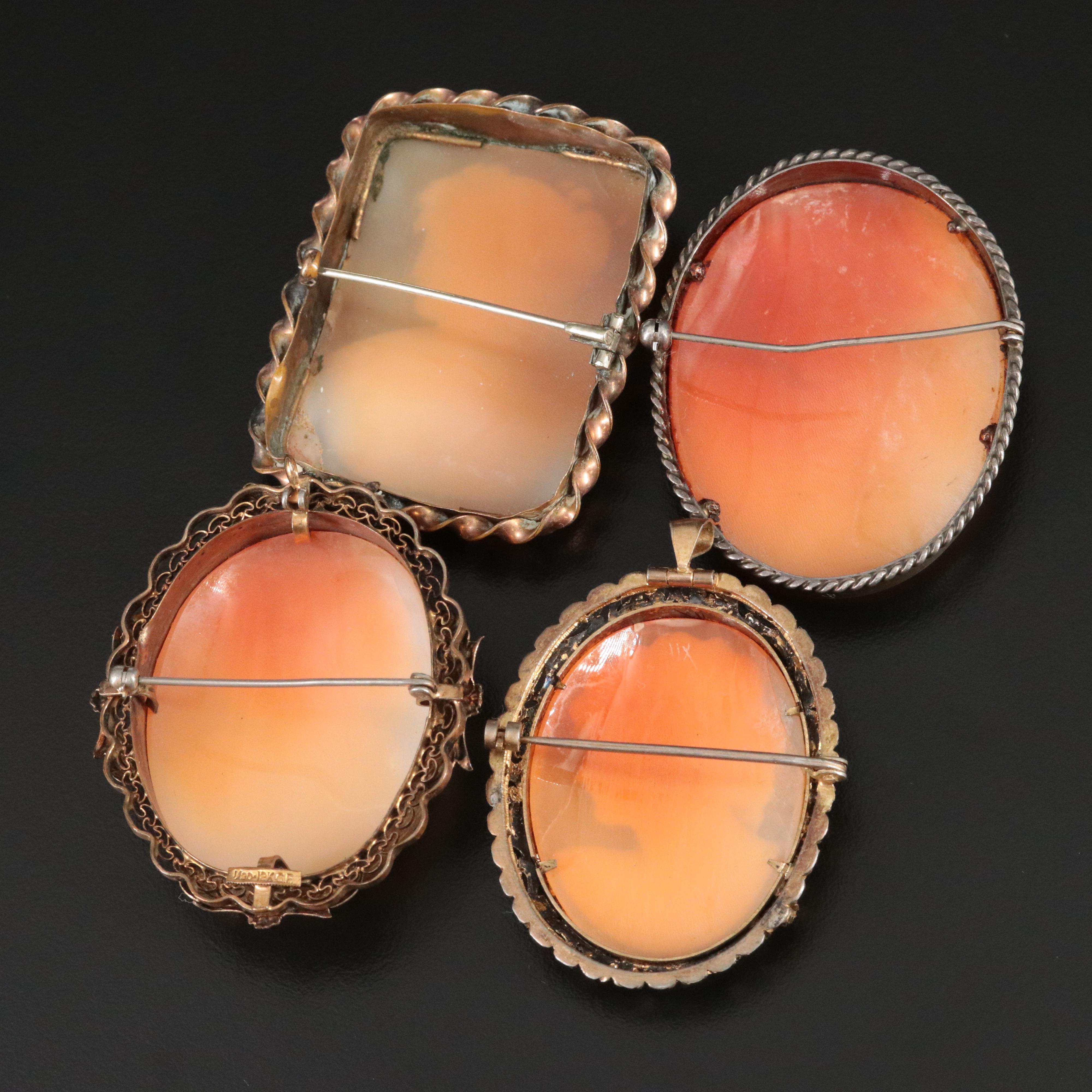 Vintage Cameo Converter Brooches and Brooch