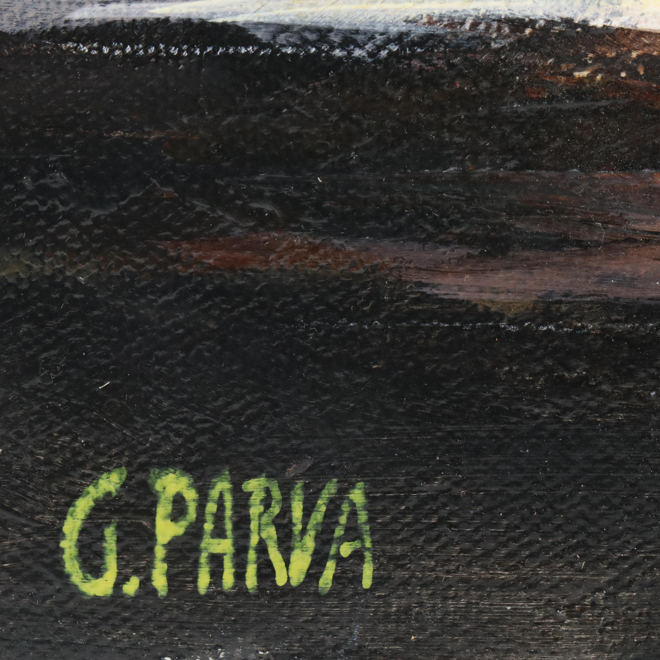 Watercolor and Ink Painting of Stylized Cityscape and Still Life Oil Painting