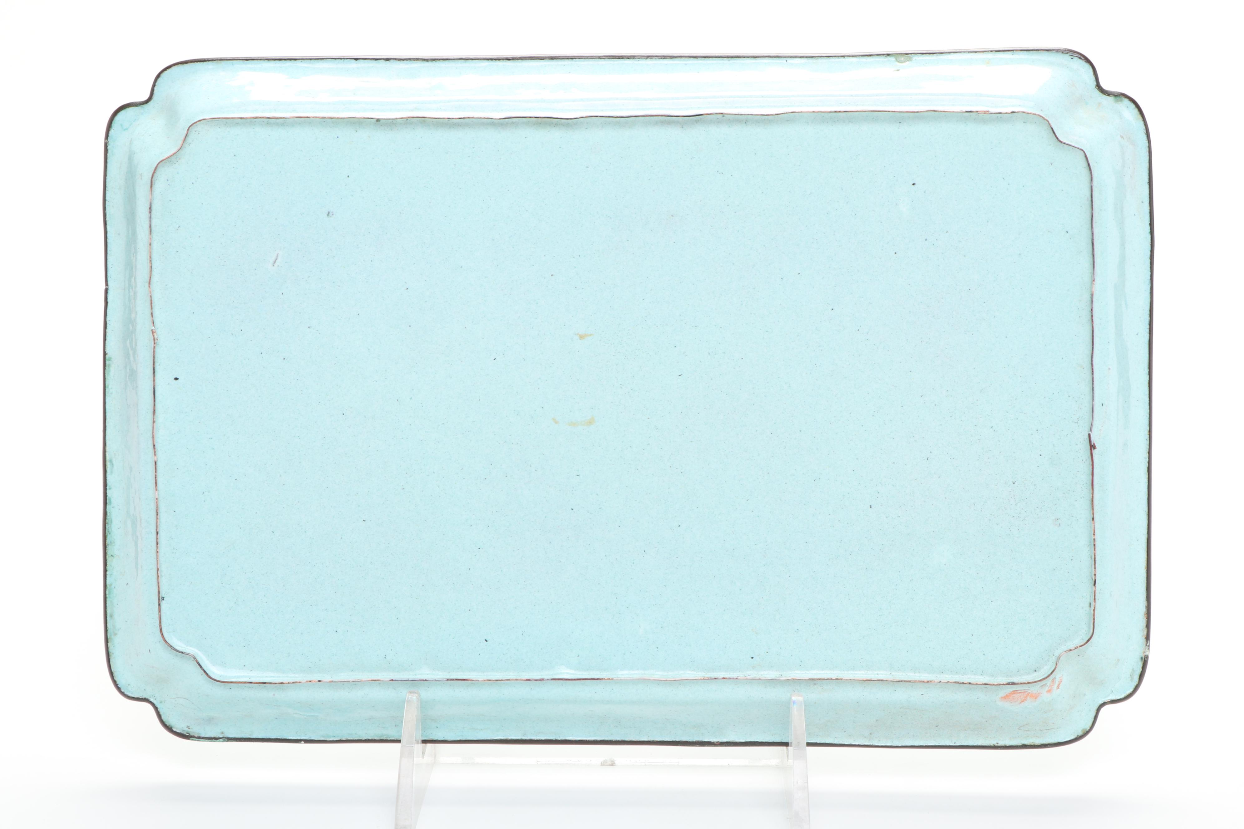 Chinese Peking Enamel Box with Other Decor and Porcelain Teapot