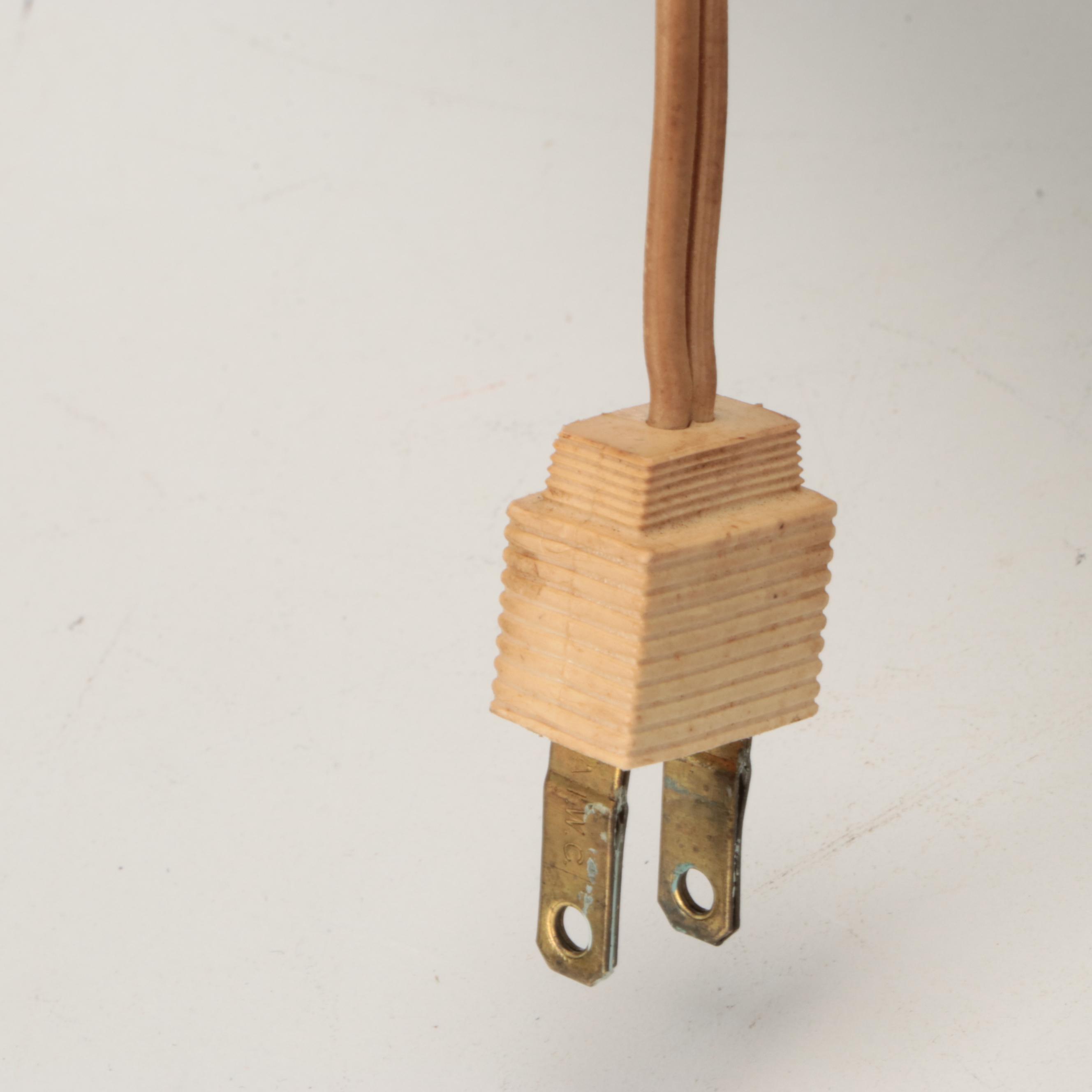 Pair of Chinese Painted Porcelain Lobed Vase Table Lamps and Silk Shades