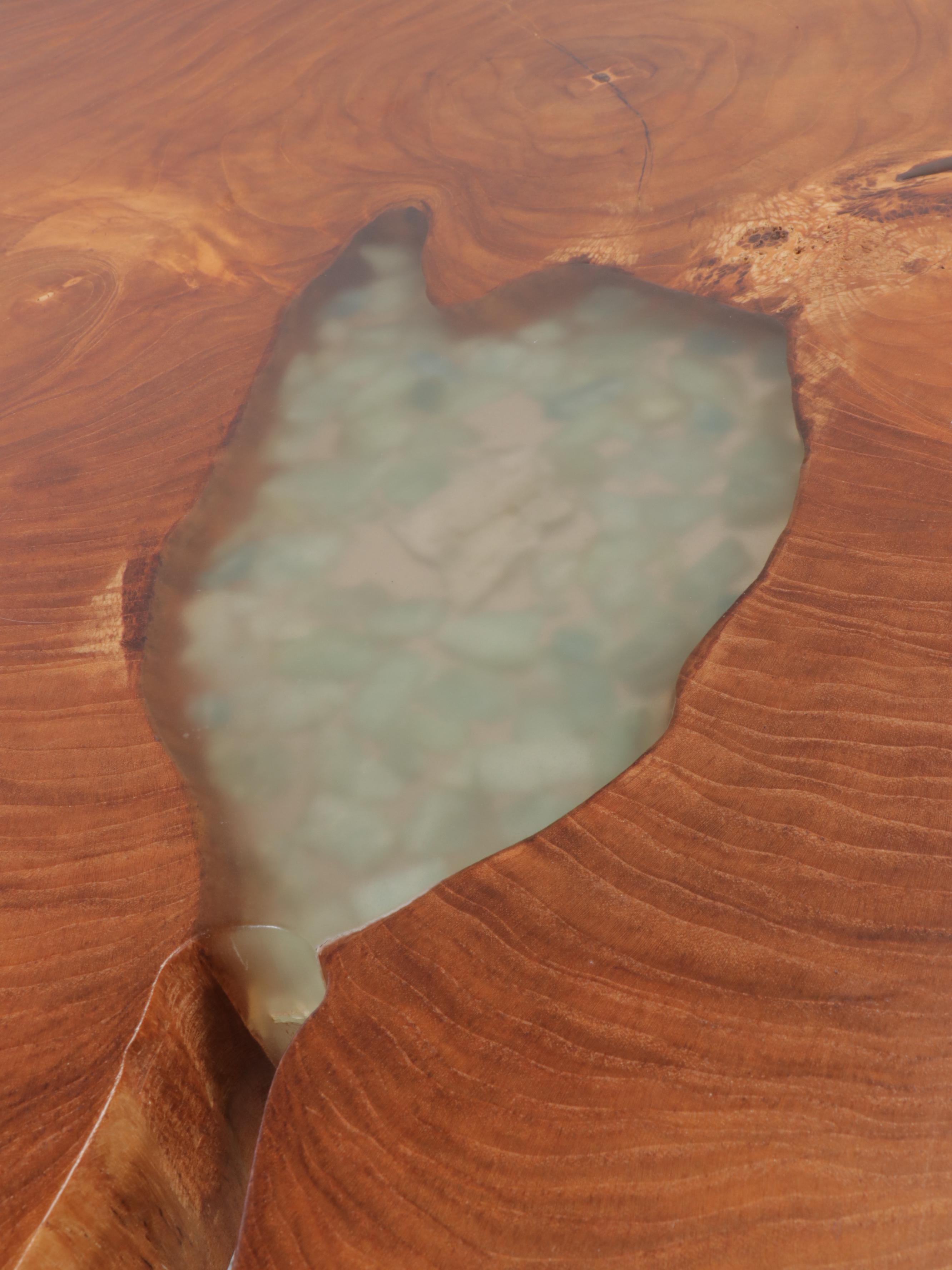 Natural Edge Wood Cross-Section and Acrylic Bistro  Table