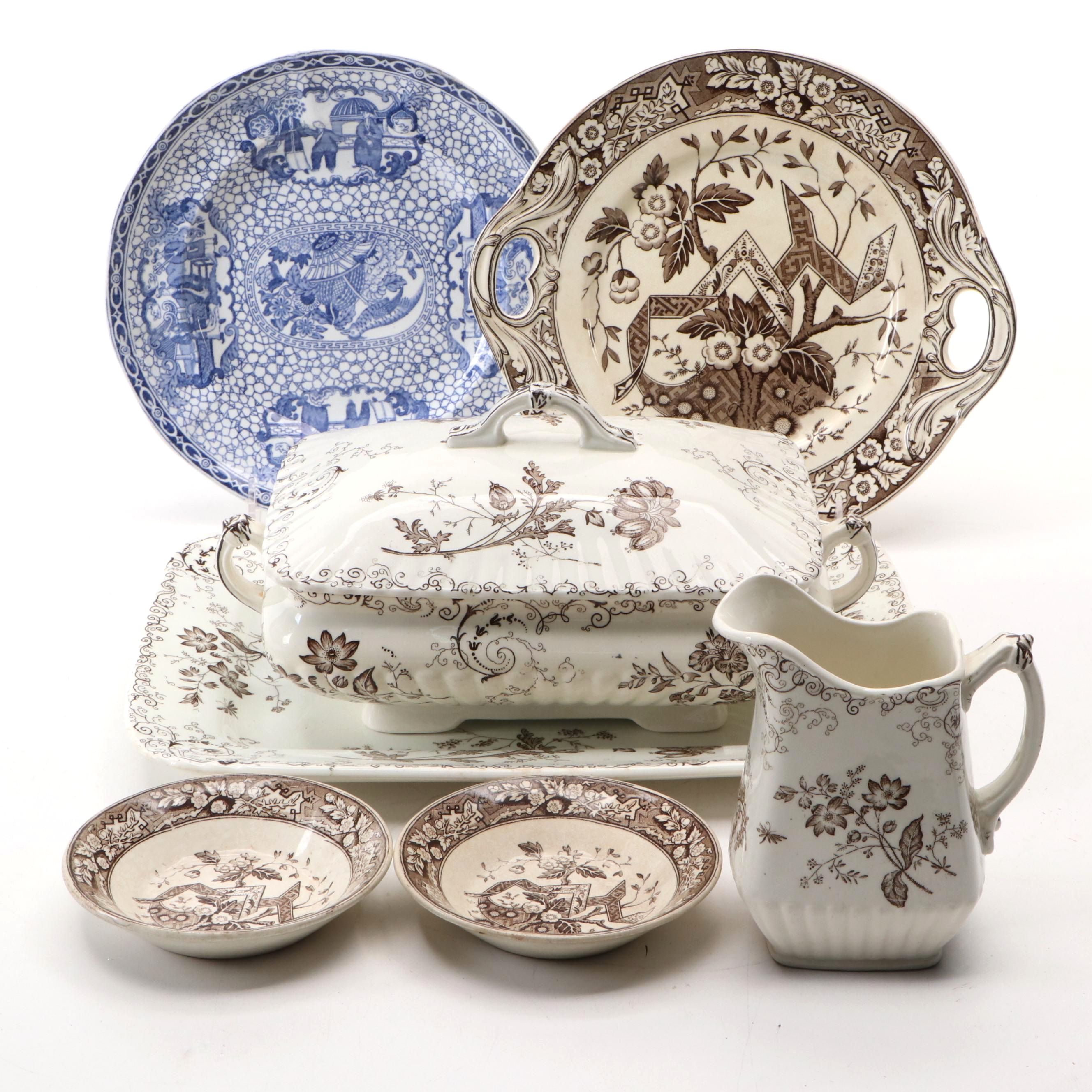 Powell, Bishop & Stonier "Chelsea" with Other English Transferware