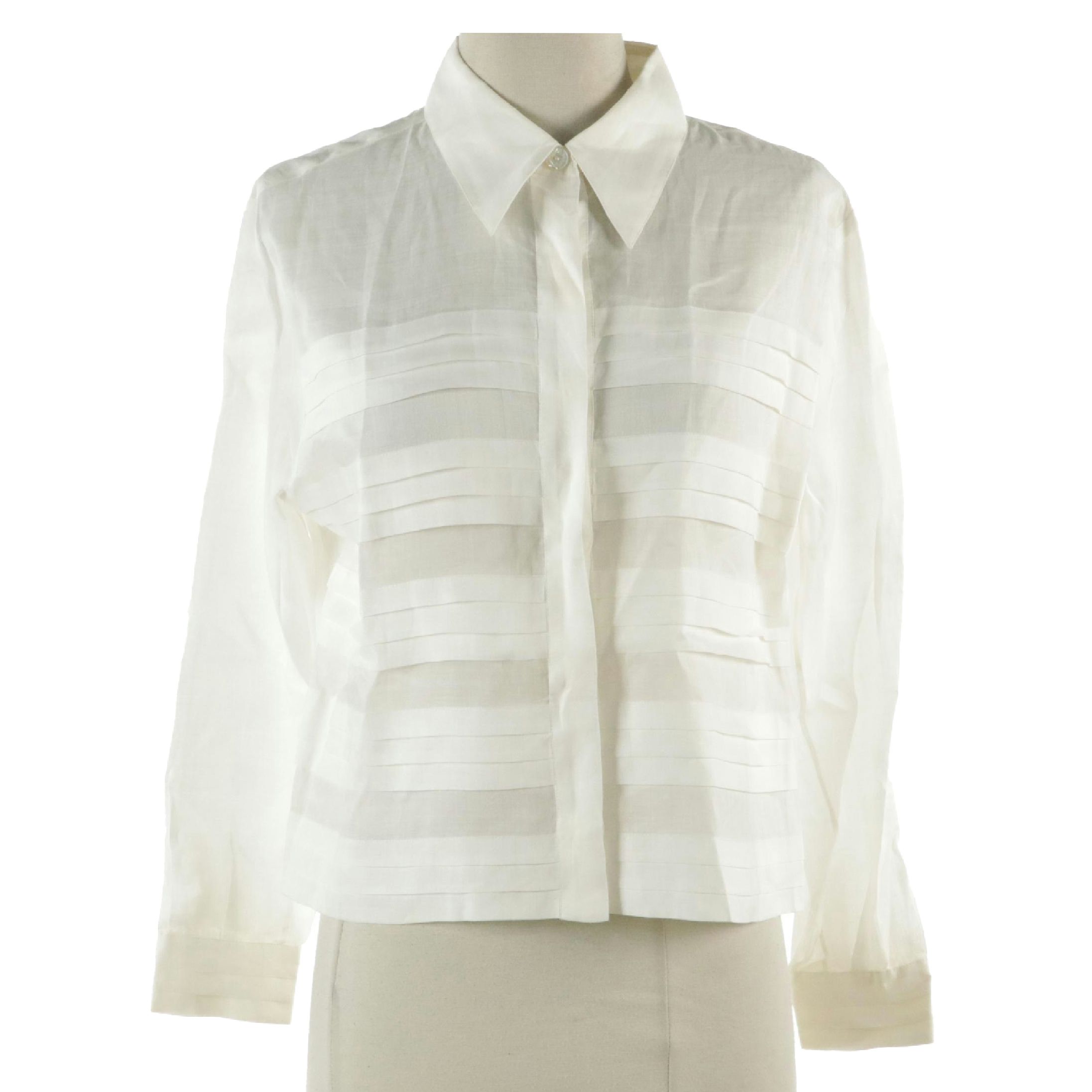 Chanel Spring Collection Pleated Long Sleeve Blouse in Ramie