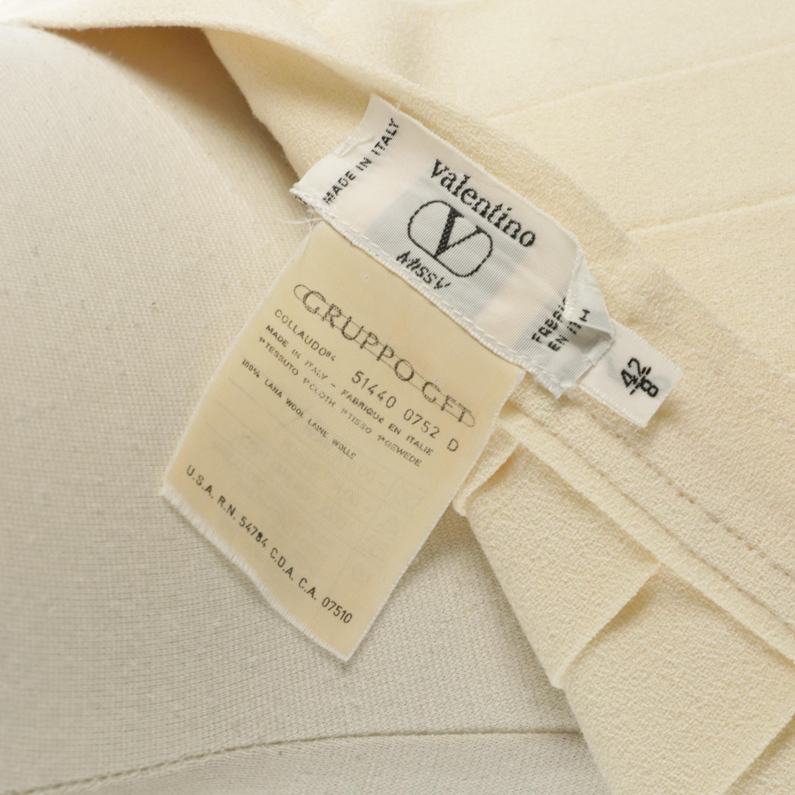 Valentino Pleated Ivory Wool Skirt