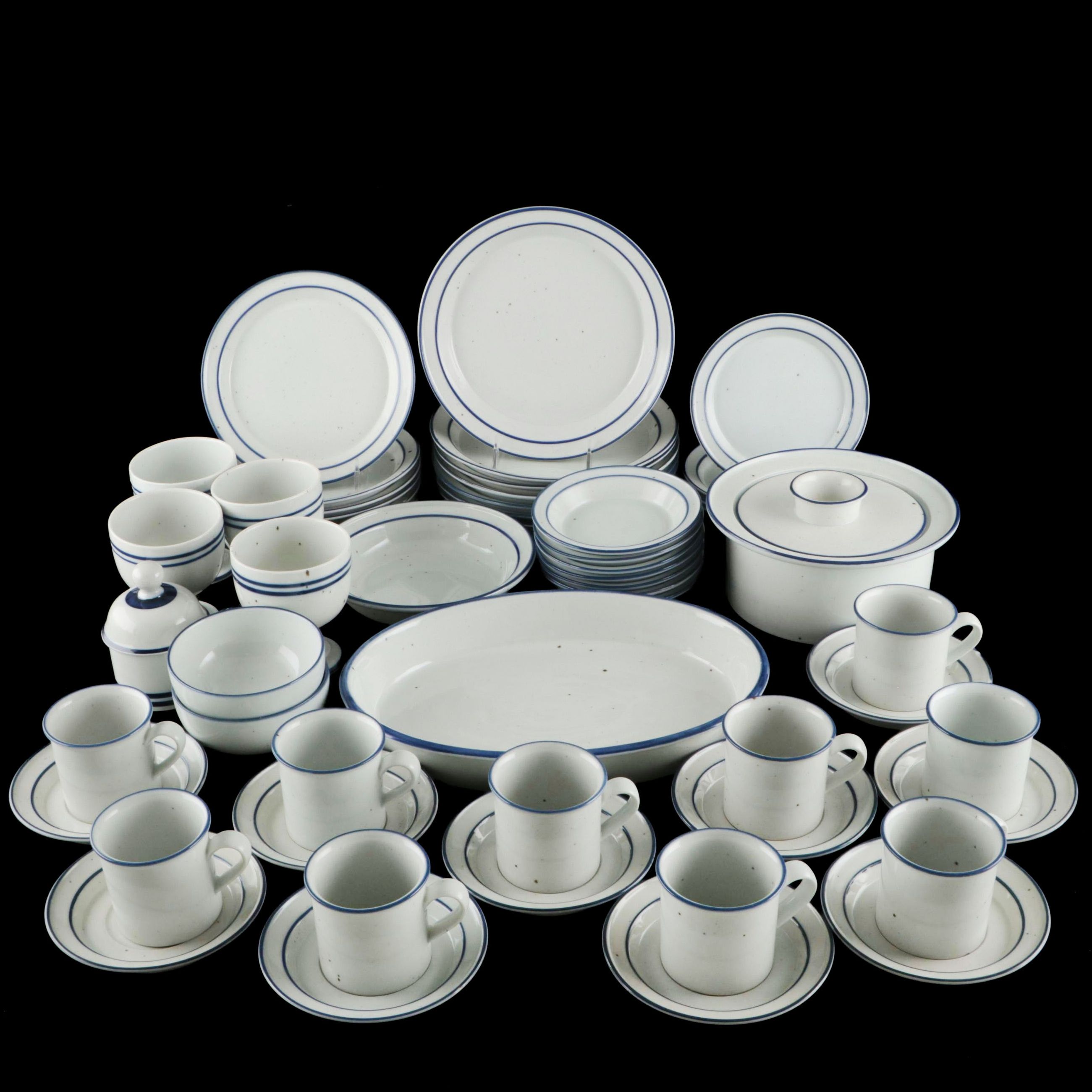 Dansk "Blue Mist" Ceramic Dinnerware and Serving Pieces, 1972-2002