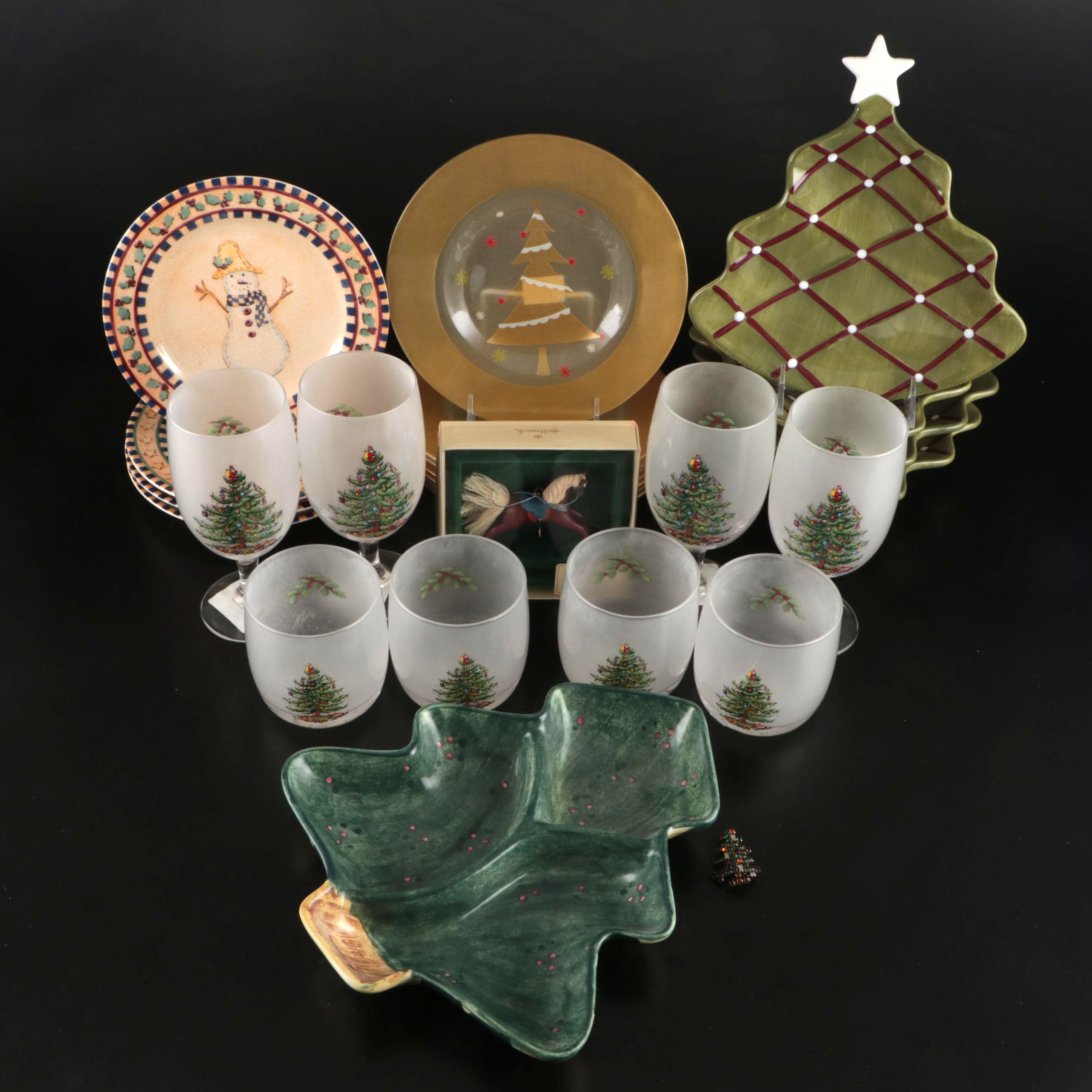 Pottery Barn Christmas Tree Ceramic Trays with Other Ceramic and Glass Tableware