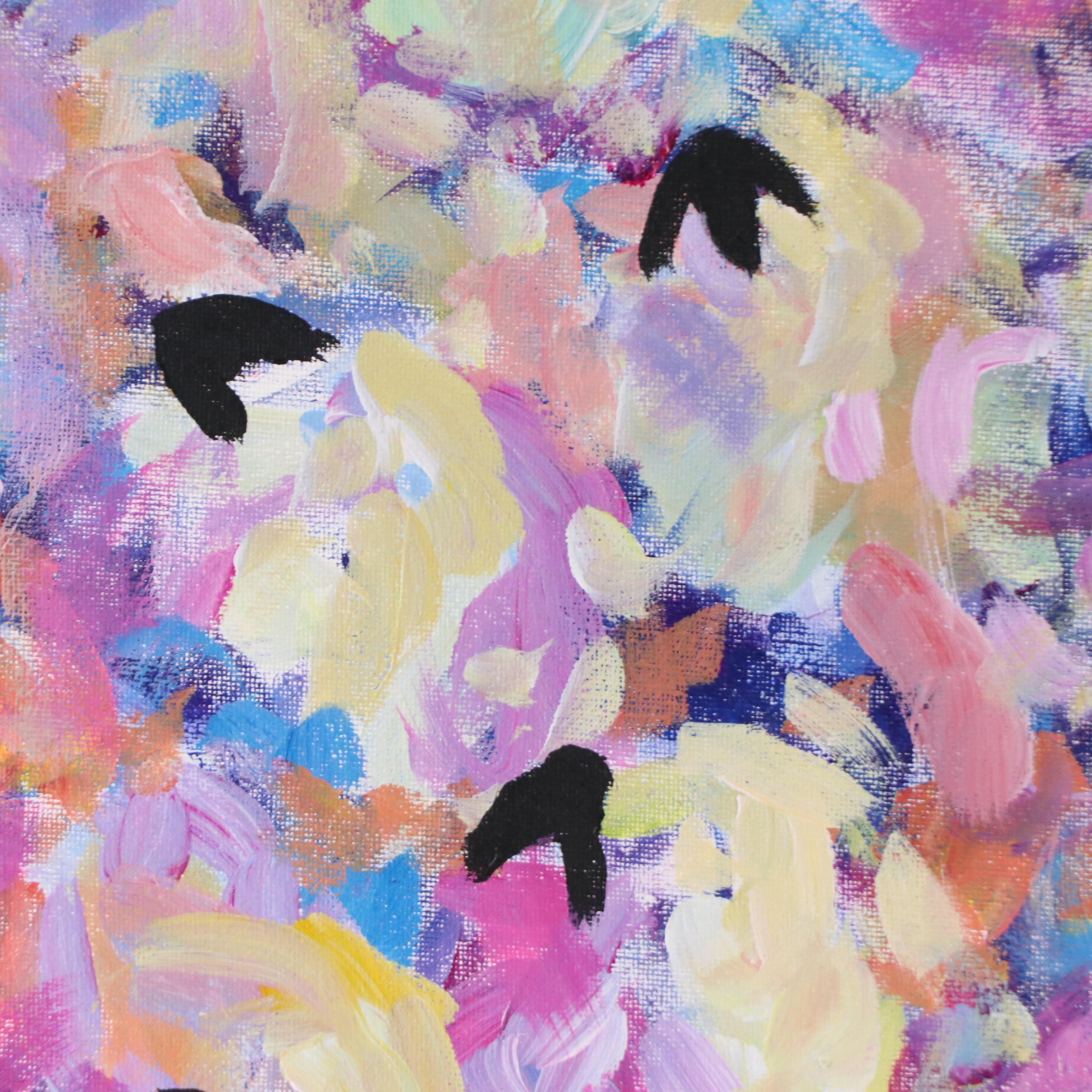 Elle Raines Stylized Acrylic Painting "Flock of Sheep #10," 21st Century