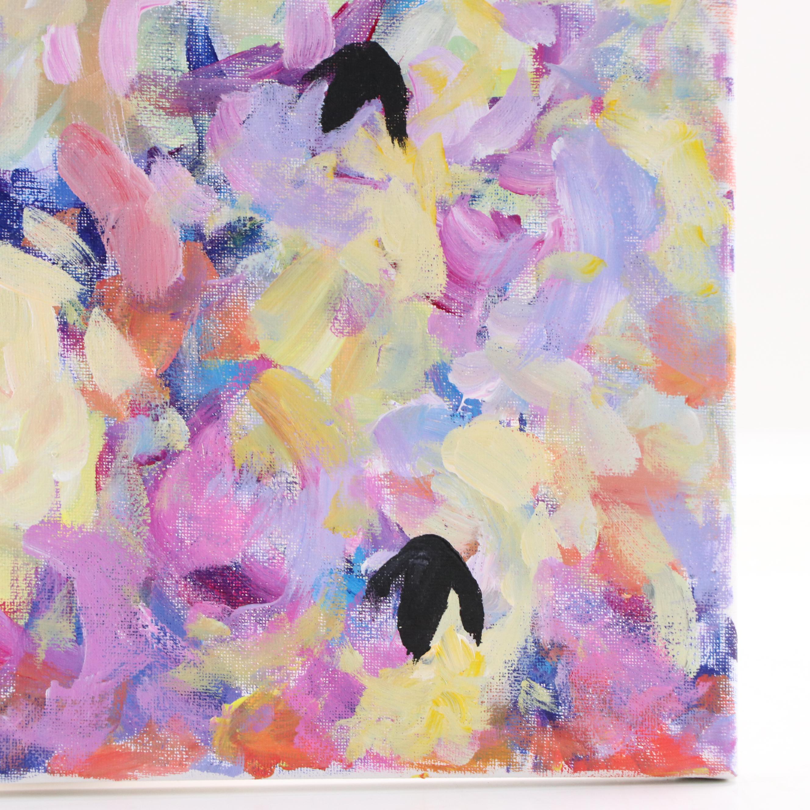 Elle Raines Stylized Acrylic Painting "Flock of Sheep #10," 21st Century