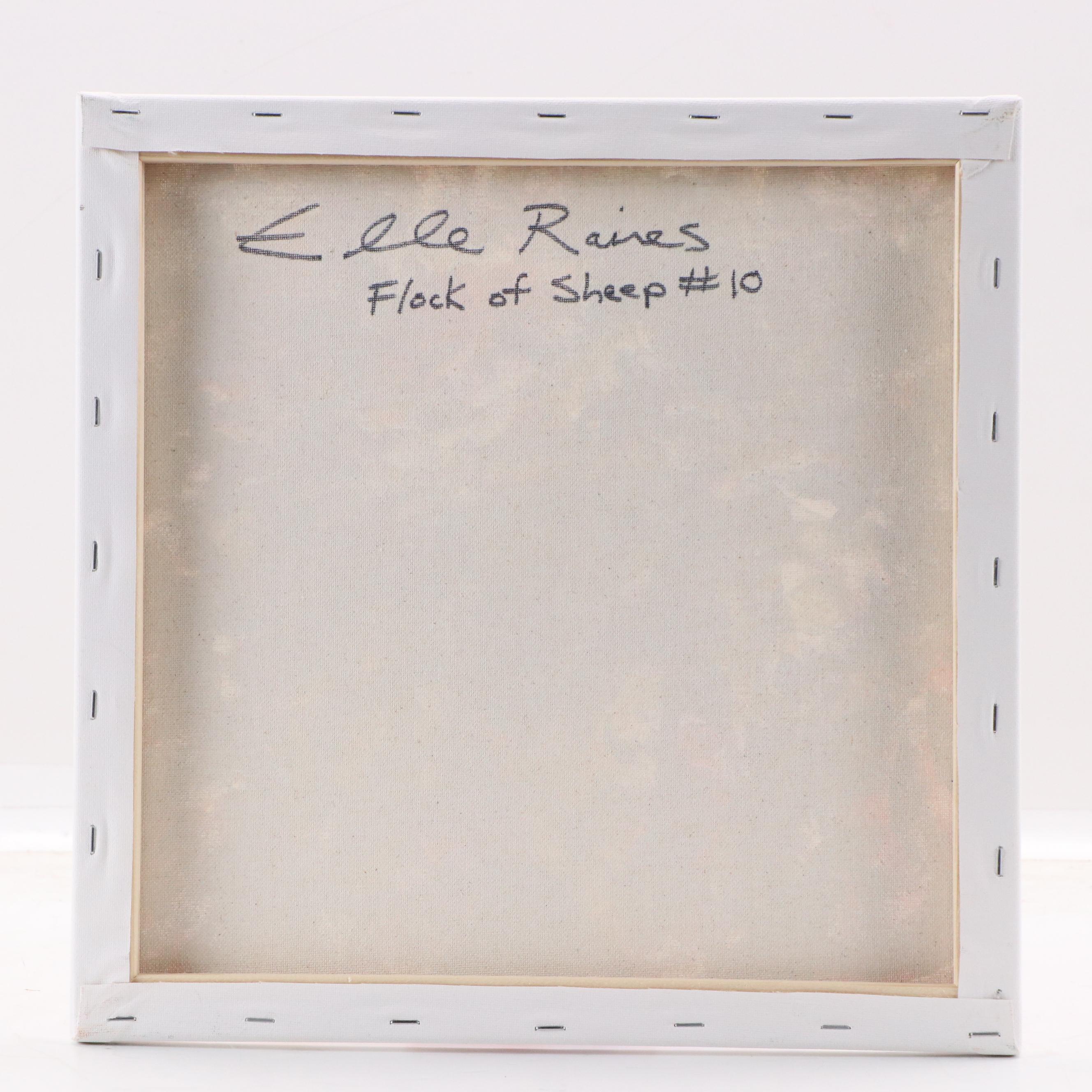 Elle Raines Stylized Acrylic Painting "Flock of Sheep #10," 21st Century