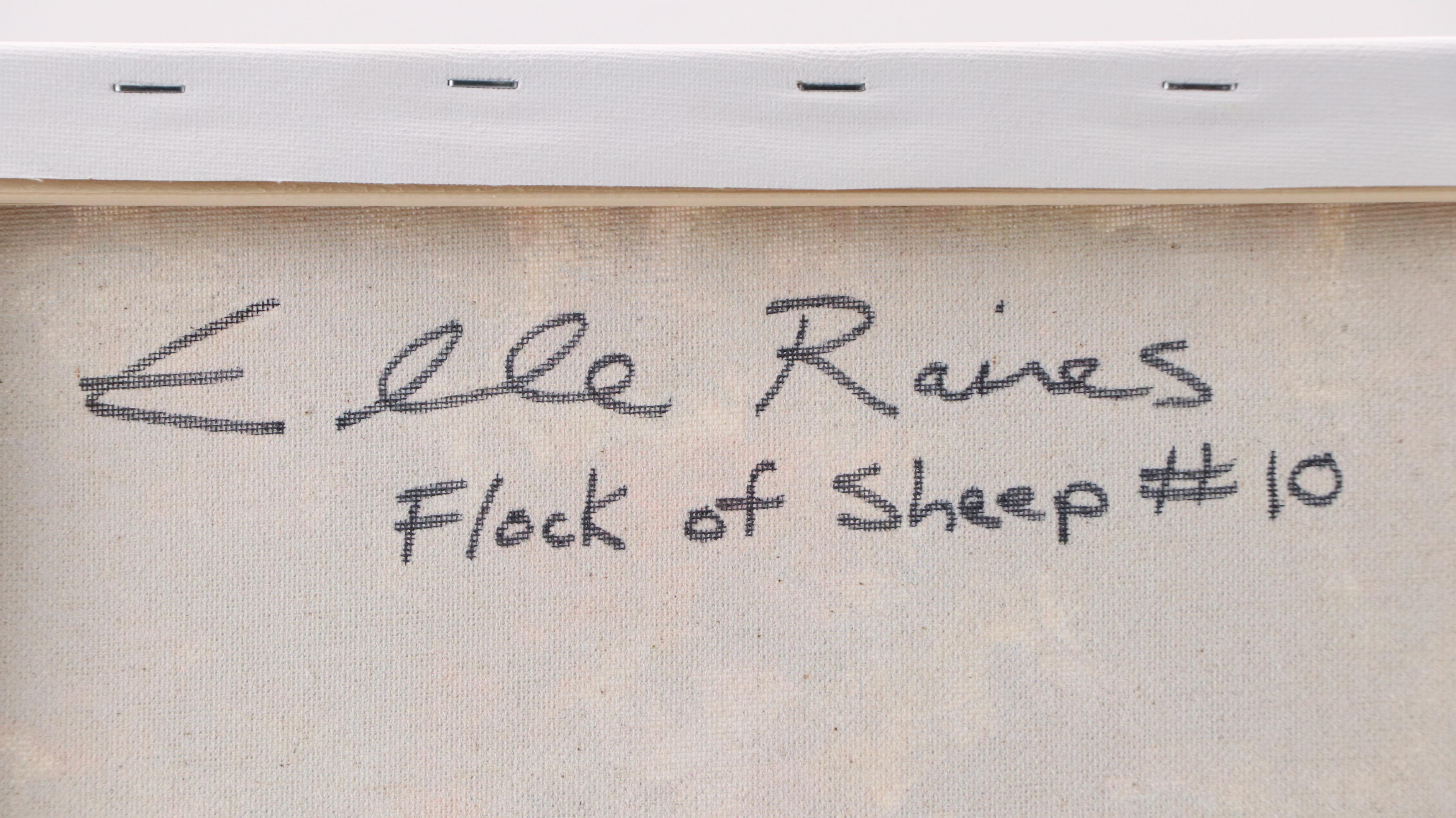 Elle Raines Stylized Acrylic Painting "Flock of Sheep #10," 21st Century