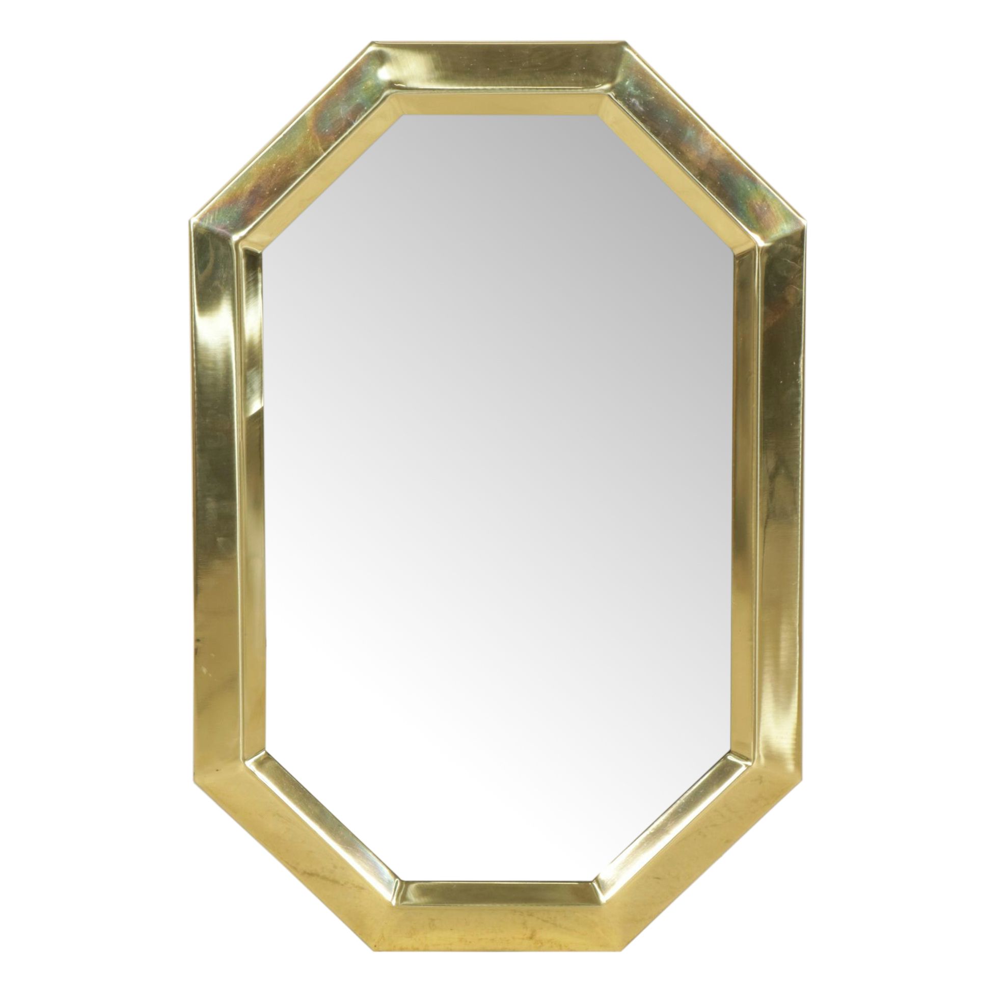 Contemporary Brass-Finished Octagonal Wall Mirror