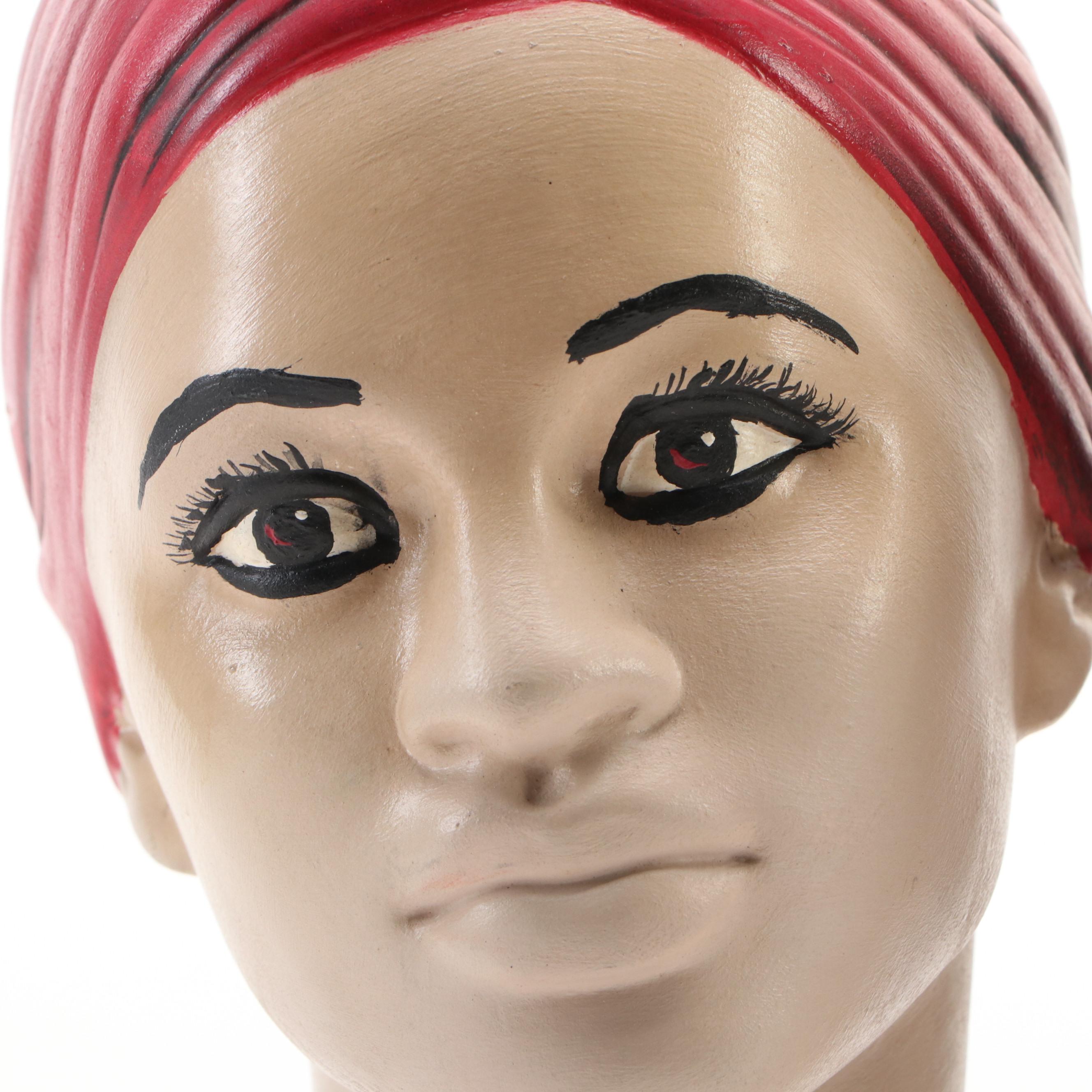 Hand-Painted Ceramic Busts of Women