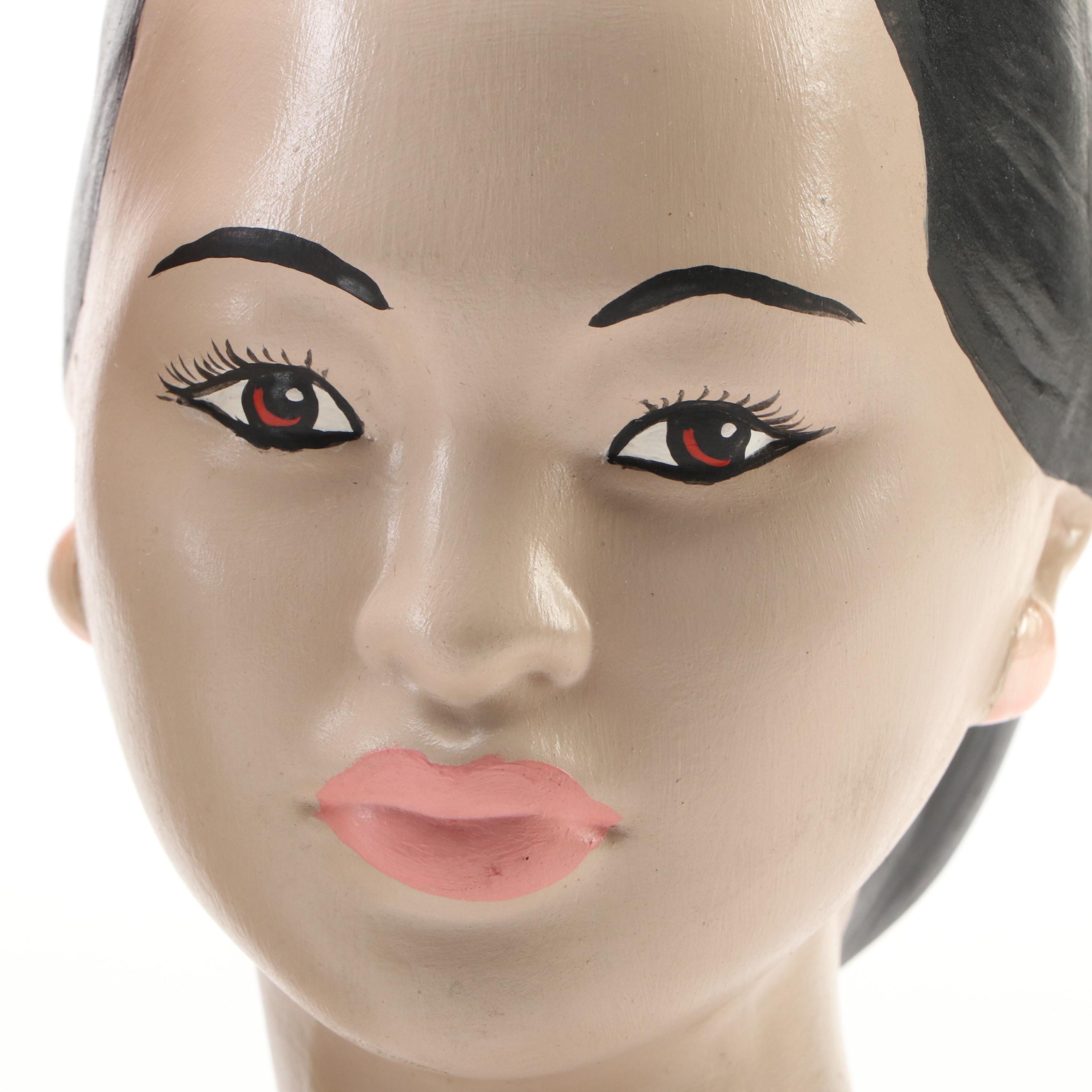 Hand-Painted Ceramic Busts of Women