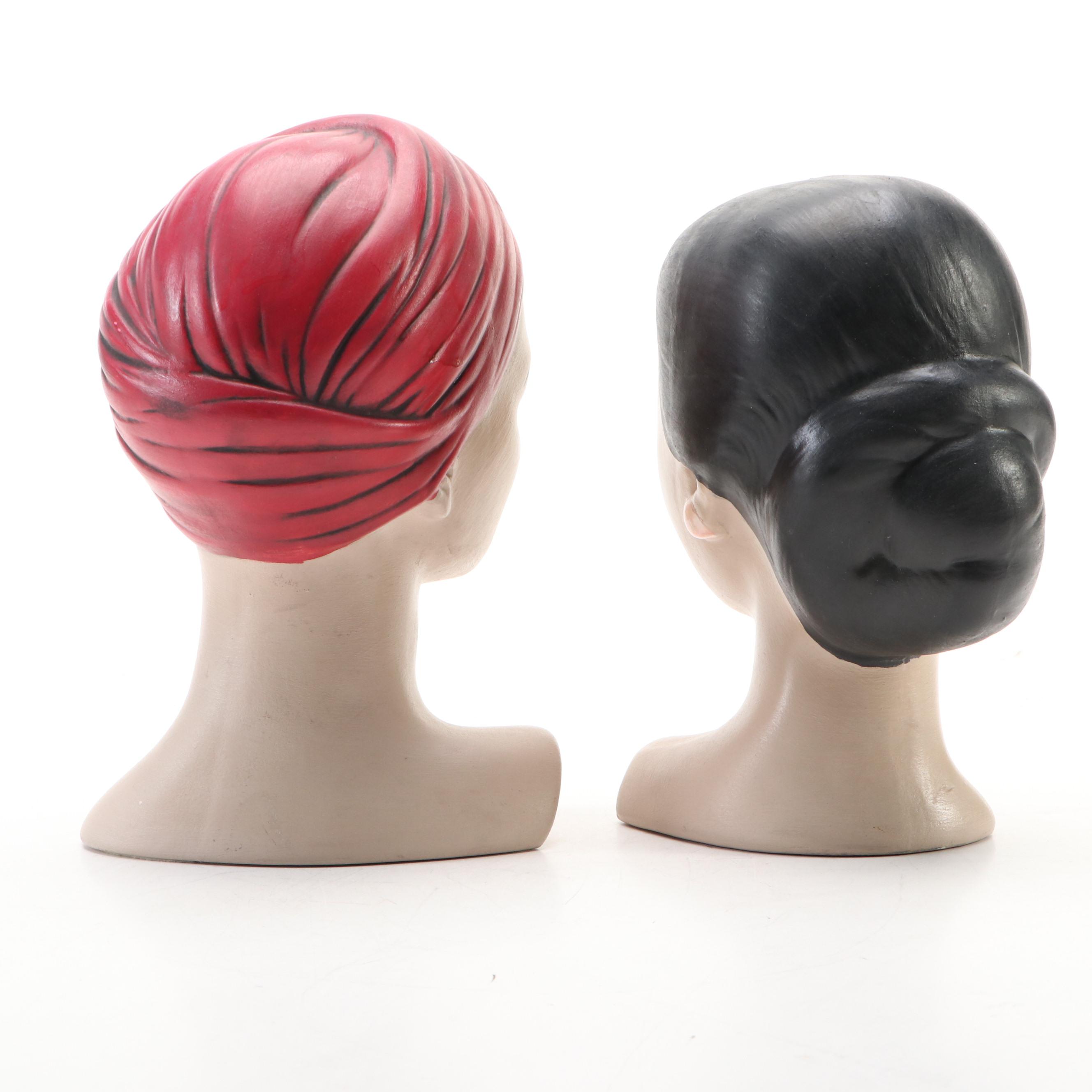 Hand-Painted Ceramic Busts of Women
