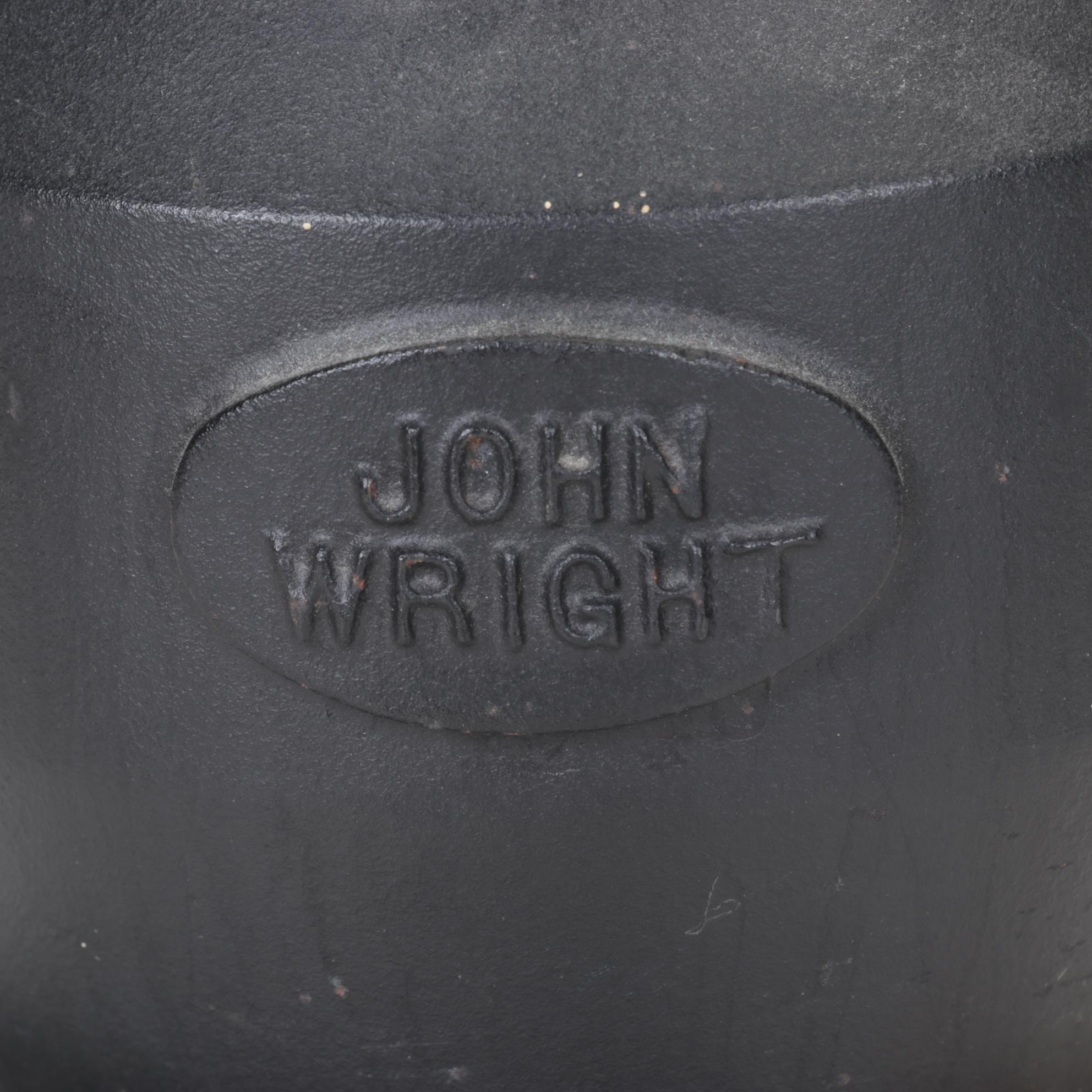 John Wright Cast Iron Kettle on Pierced Metal Base