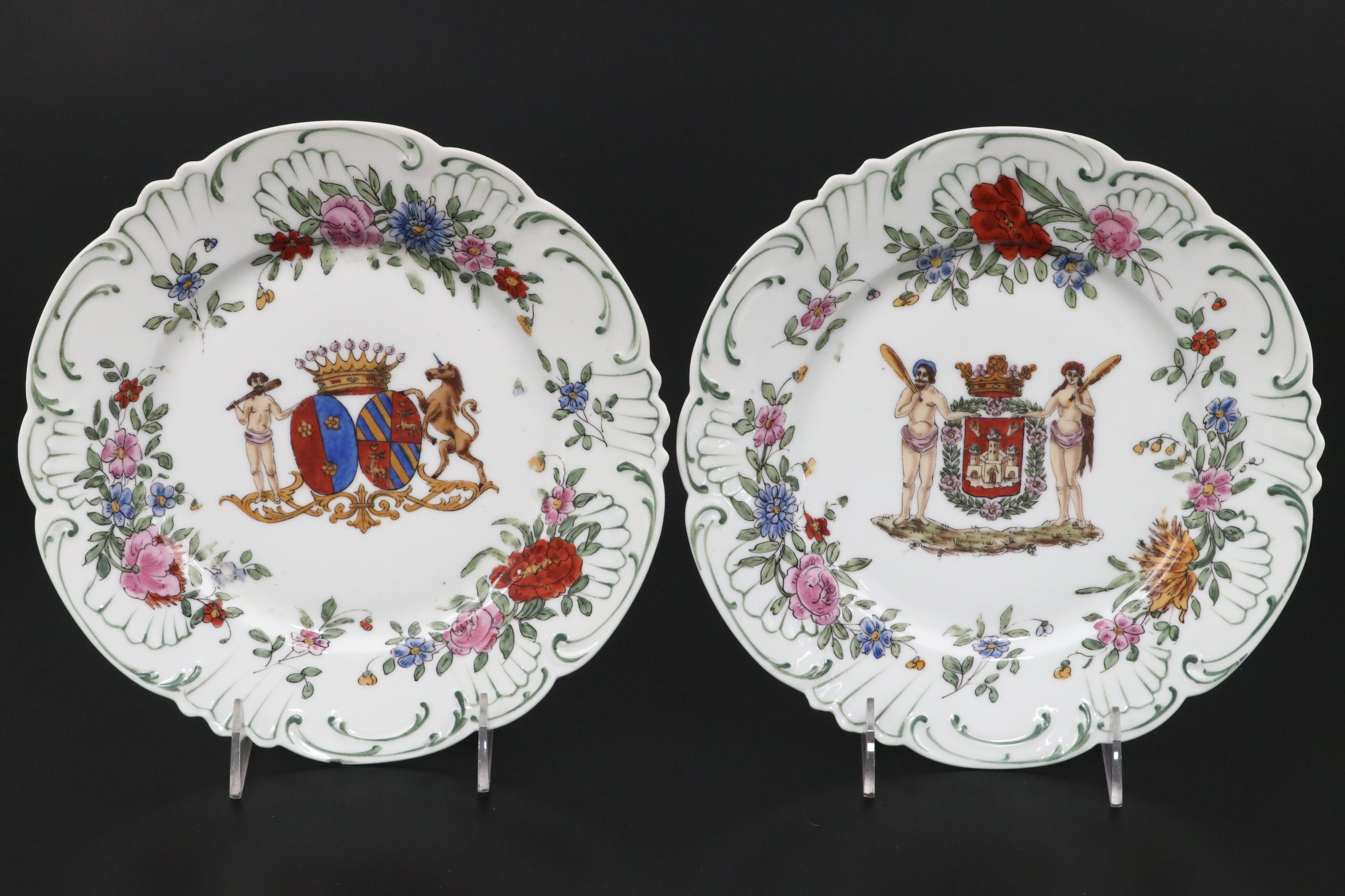 Continental European Style Porcelain Armorial Plates