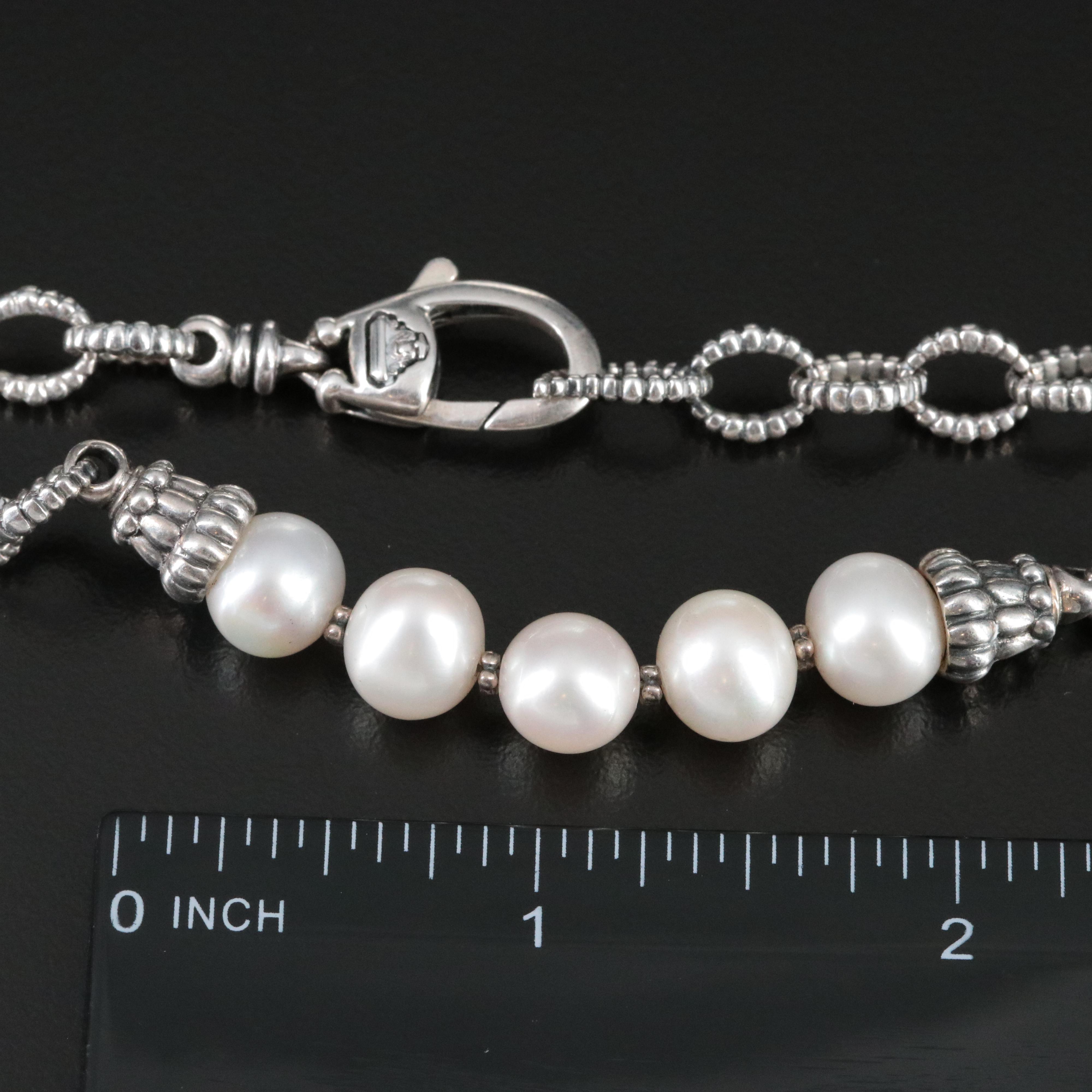 Caviar by Lagos Sterling Pearl Station Necklace