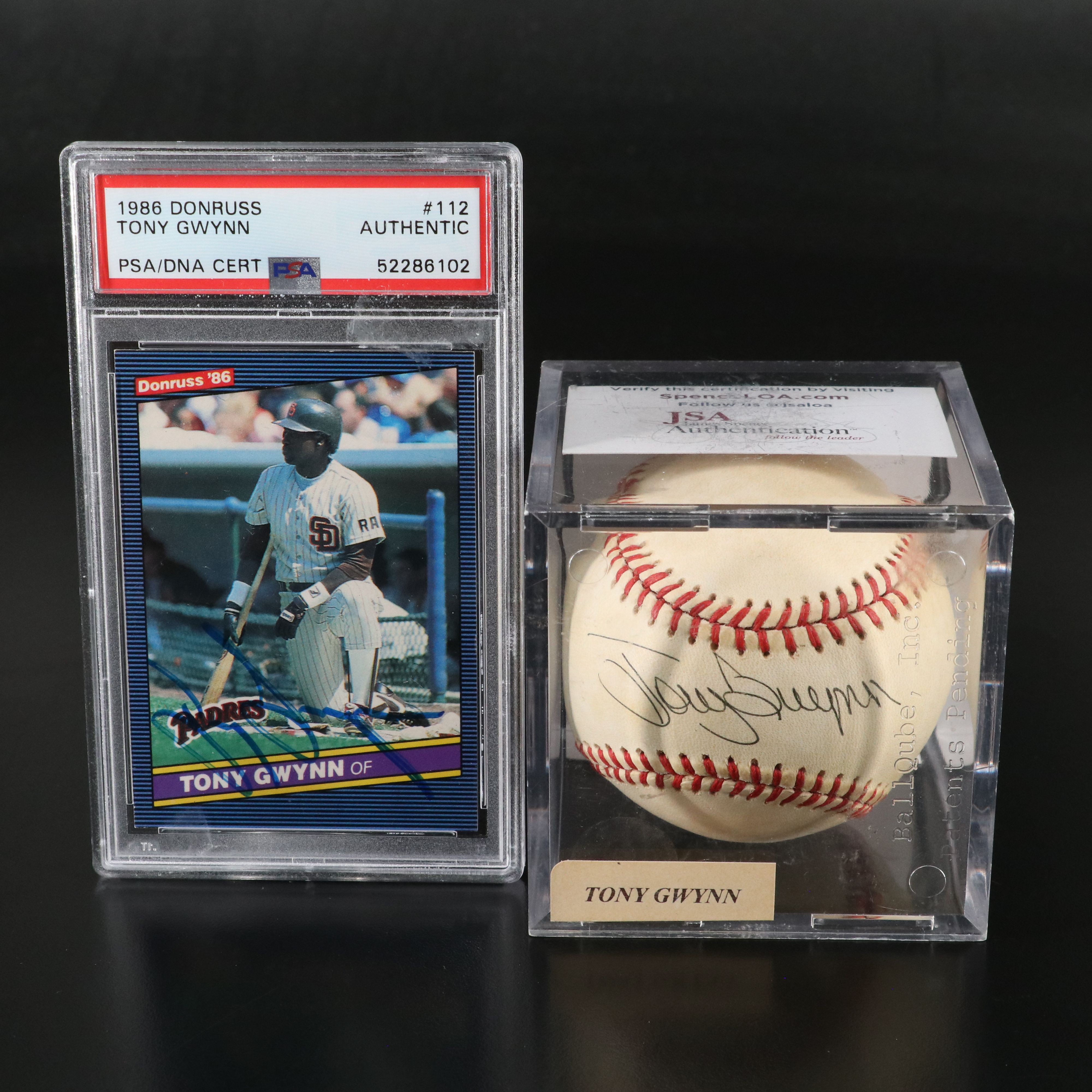 Tony Gwynn Signed Rawlings Official National League Baseball & 1986 Donruss Card
