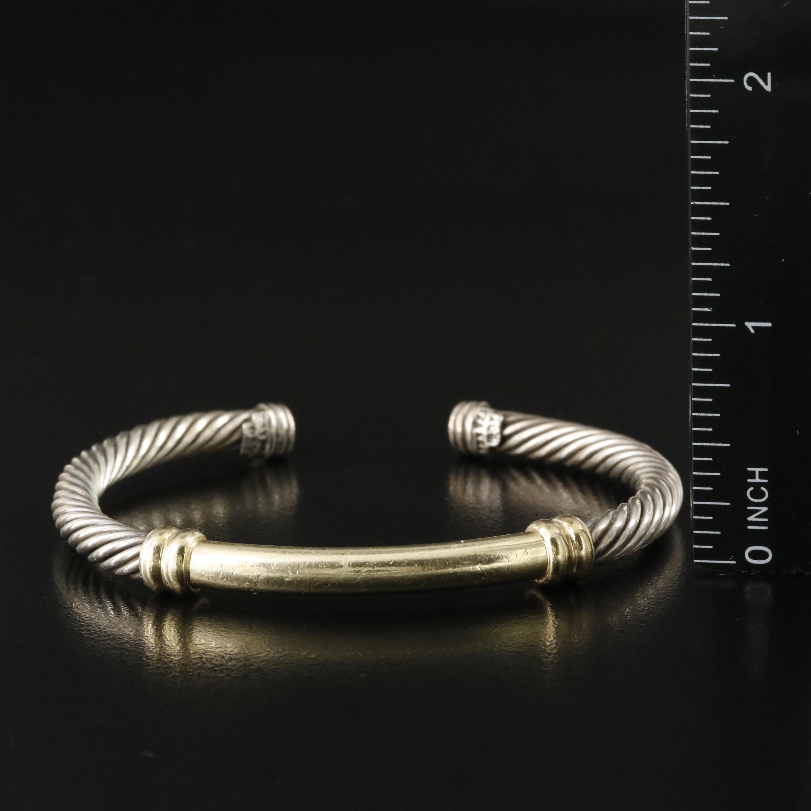David Yurman Metro Sterling and 14K Cable Cuff