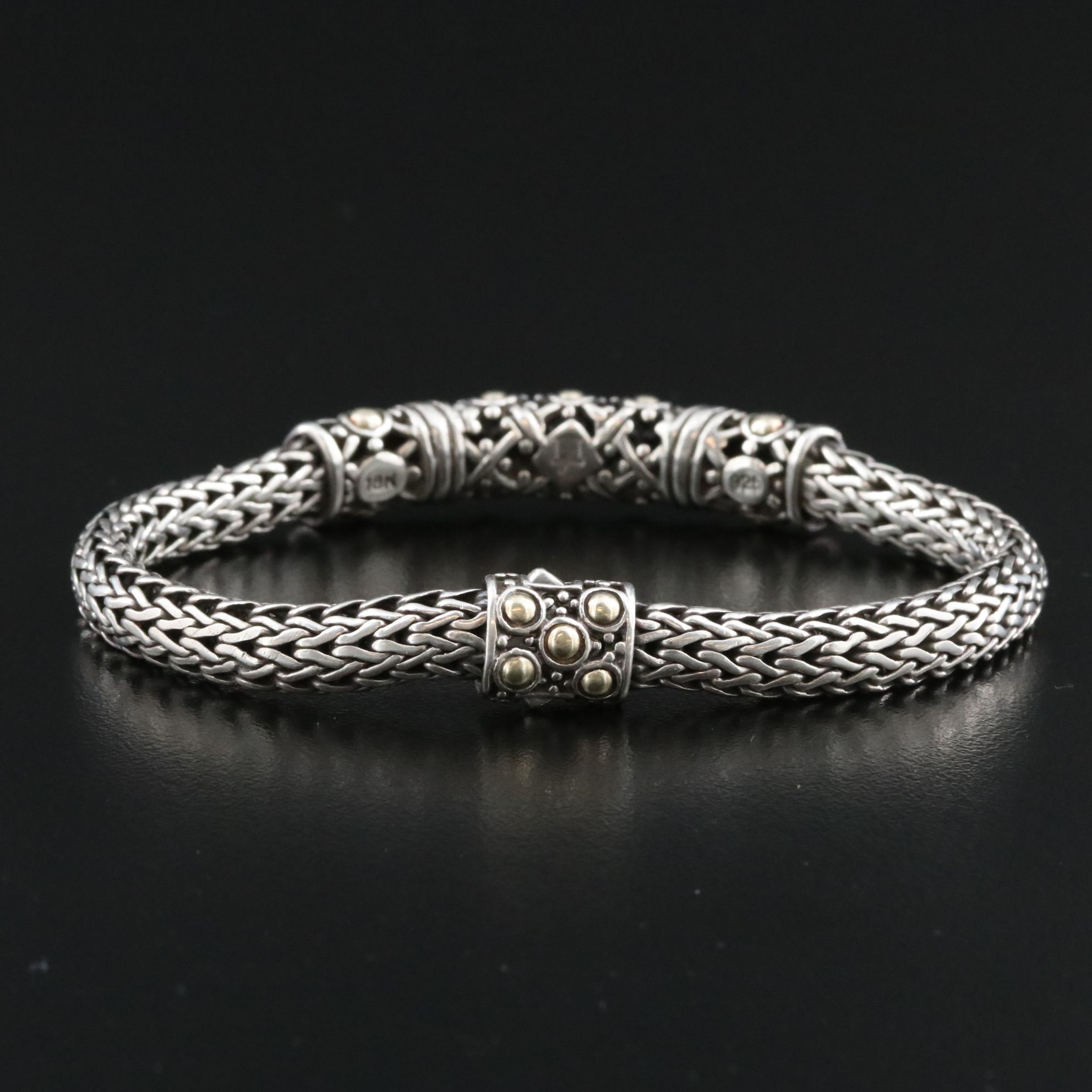 John Hardy Jaisalmer Dot Sterling Bracelet with 18K Accents